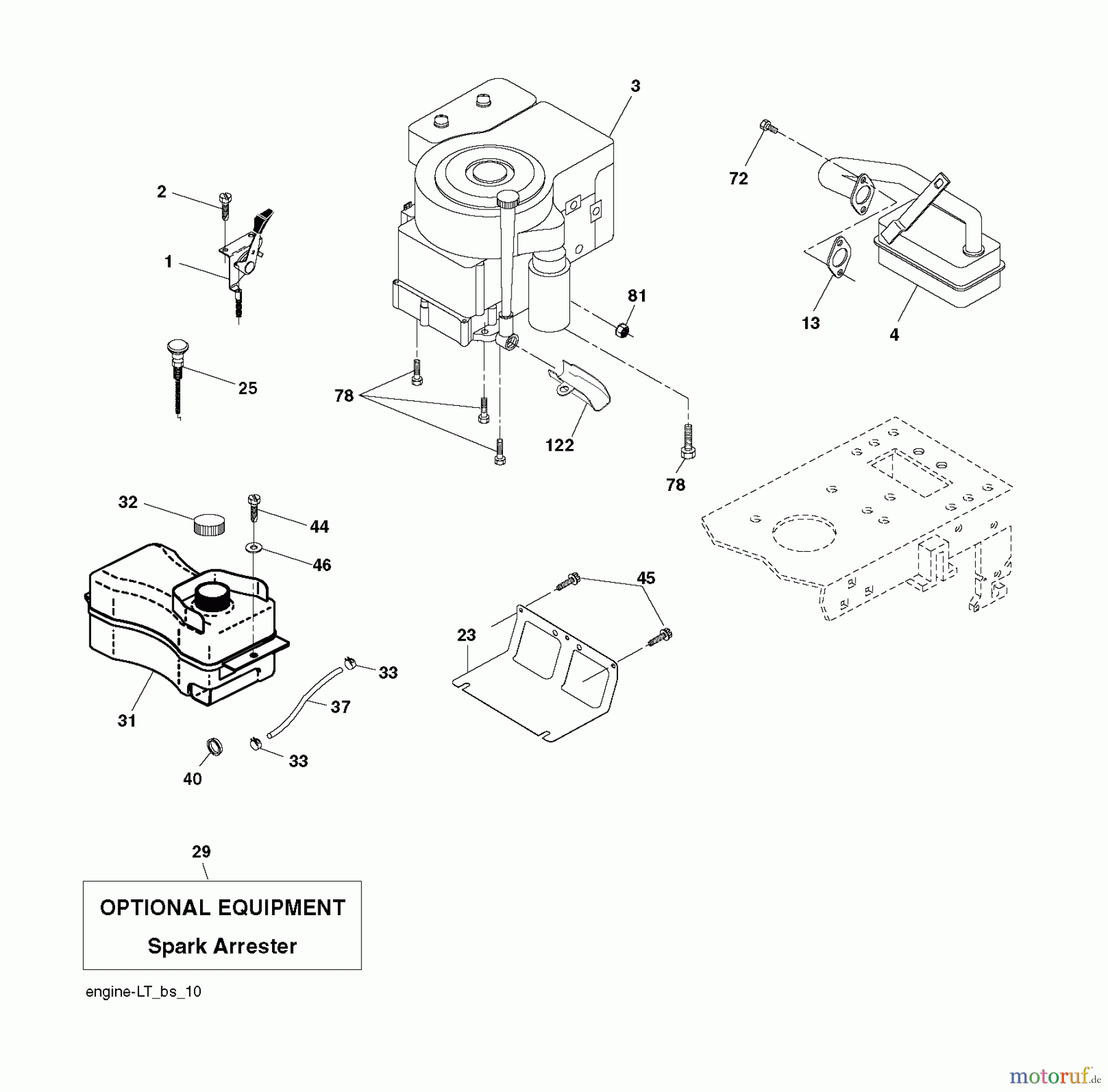 Husqvarna Rasen und Garten Traktoren LT 131 (96011026408) - Husqvarna Lawn Tractor (2013-08) ENGINE
