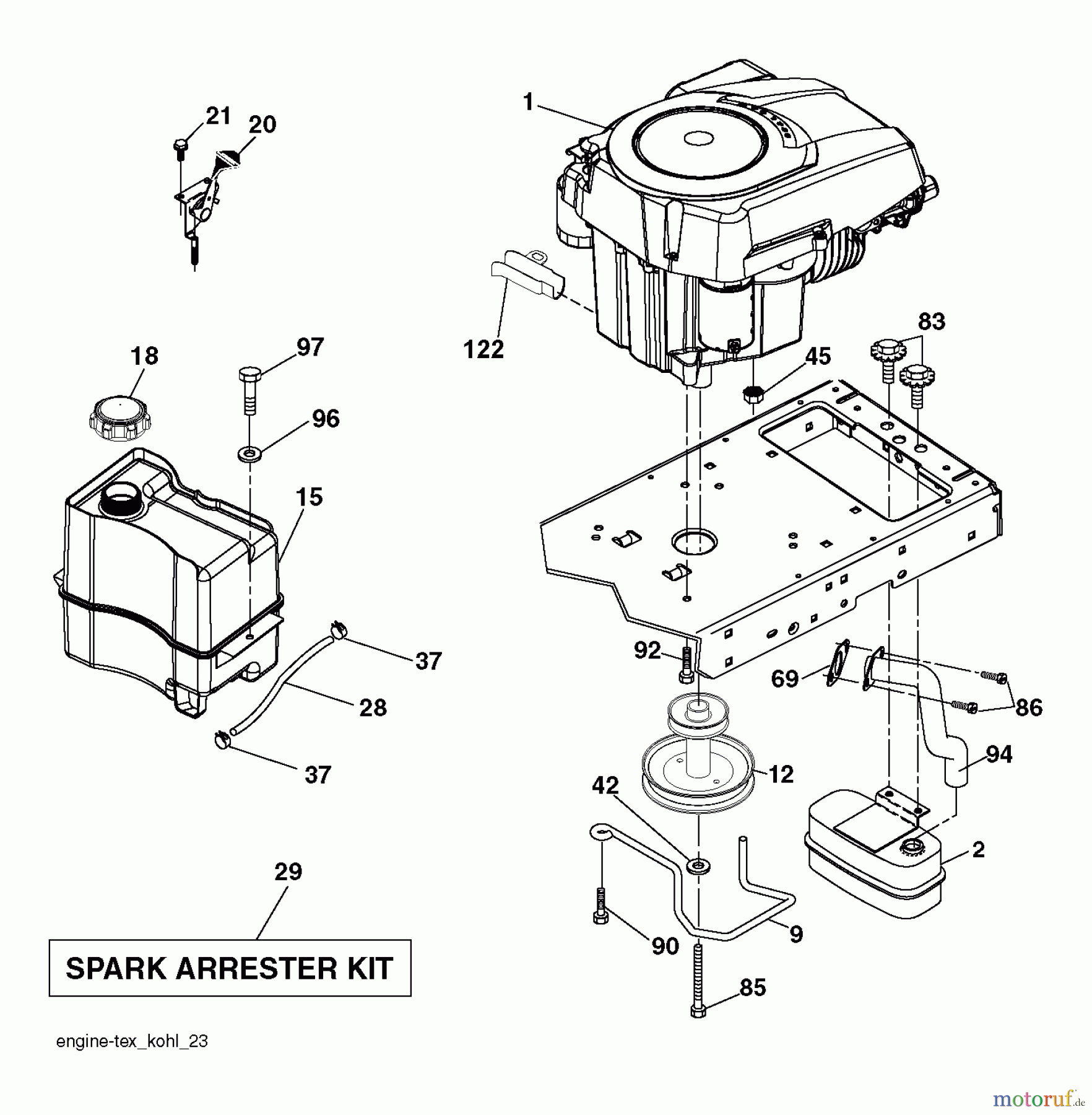 Husqvarna Rasen und Garten Traktoren LT 152 (96041002907) - Husqvarna Lawn Tractor (2011-07 & After) ENGINE
