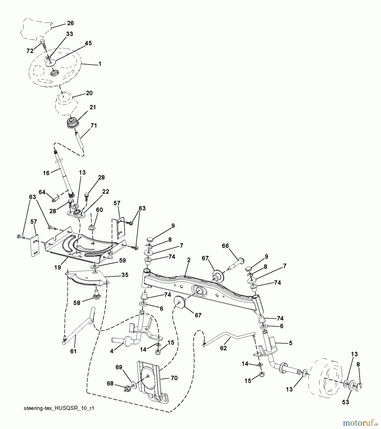 Husqvarna Rasen und Garten Traktoren LT 152 (96041002907) - Husqvarna Lawn Tractor (2011-07 & After) STEERING