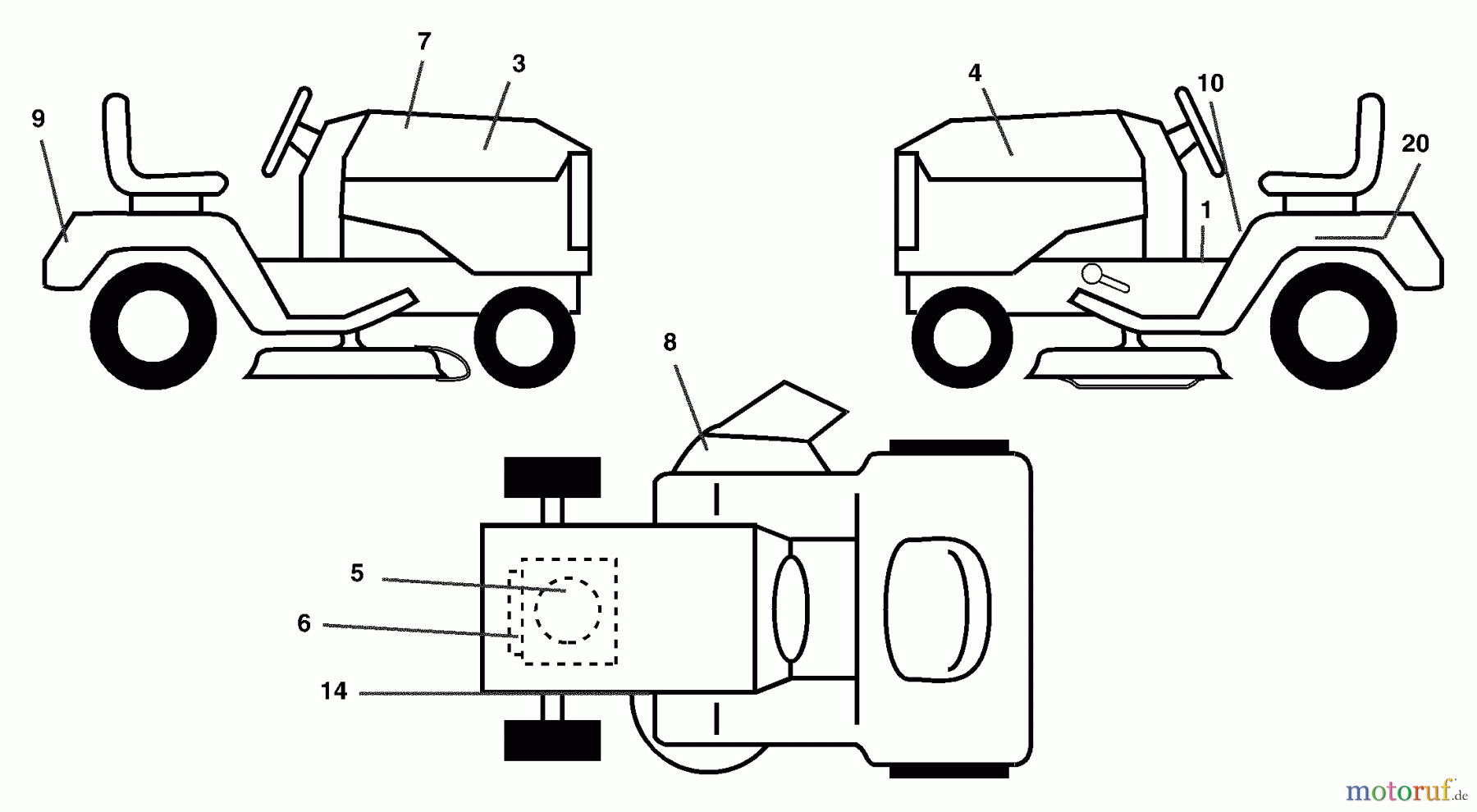 Husqvarna Rasen und Garten Traktoren LT 1538A (954569776) - Husqvarna Lawn Tractor (2002-11 & After) Decals