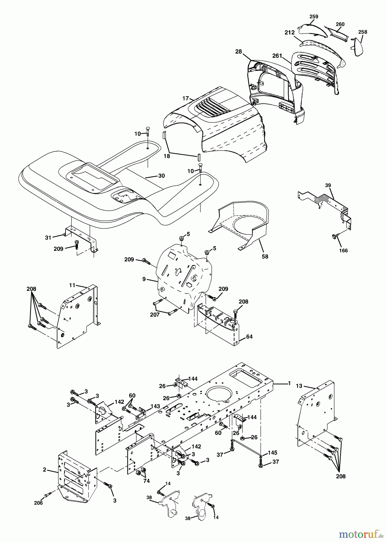 Husqvarna Rasen und Garten Traktoren LT 1538C (954569776) - Husqvarna Lawn Tractor (2002-12 & After) Chassis And Enclosures
