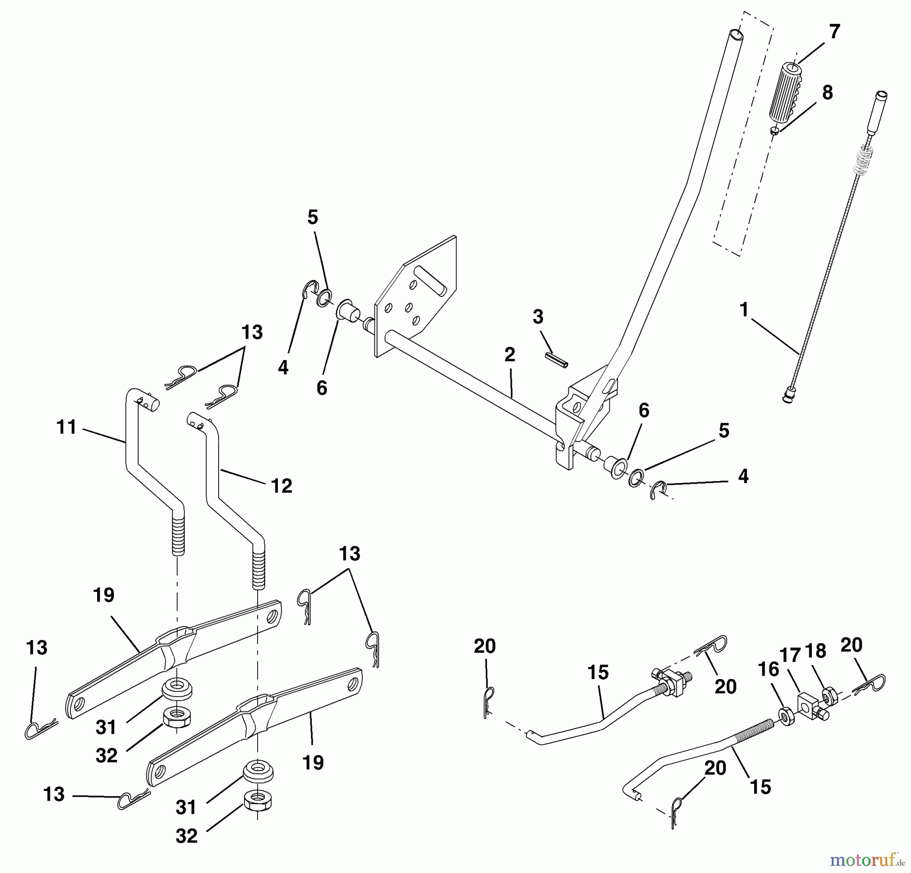 Husqvarna Rasen und Garten Traktoren LT 1538D (954569776) - Husqvarna Lawn Tractor (2003-01 & After) Mower Lift