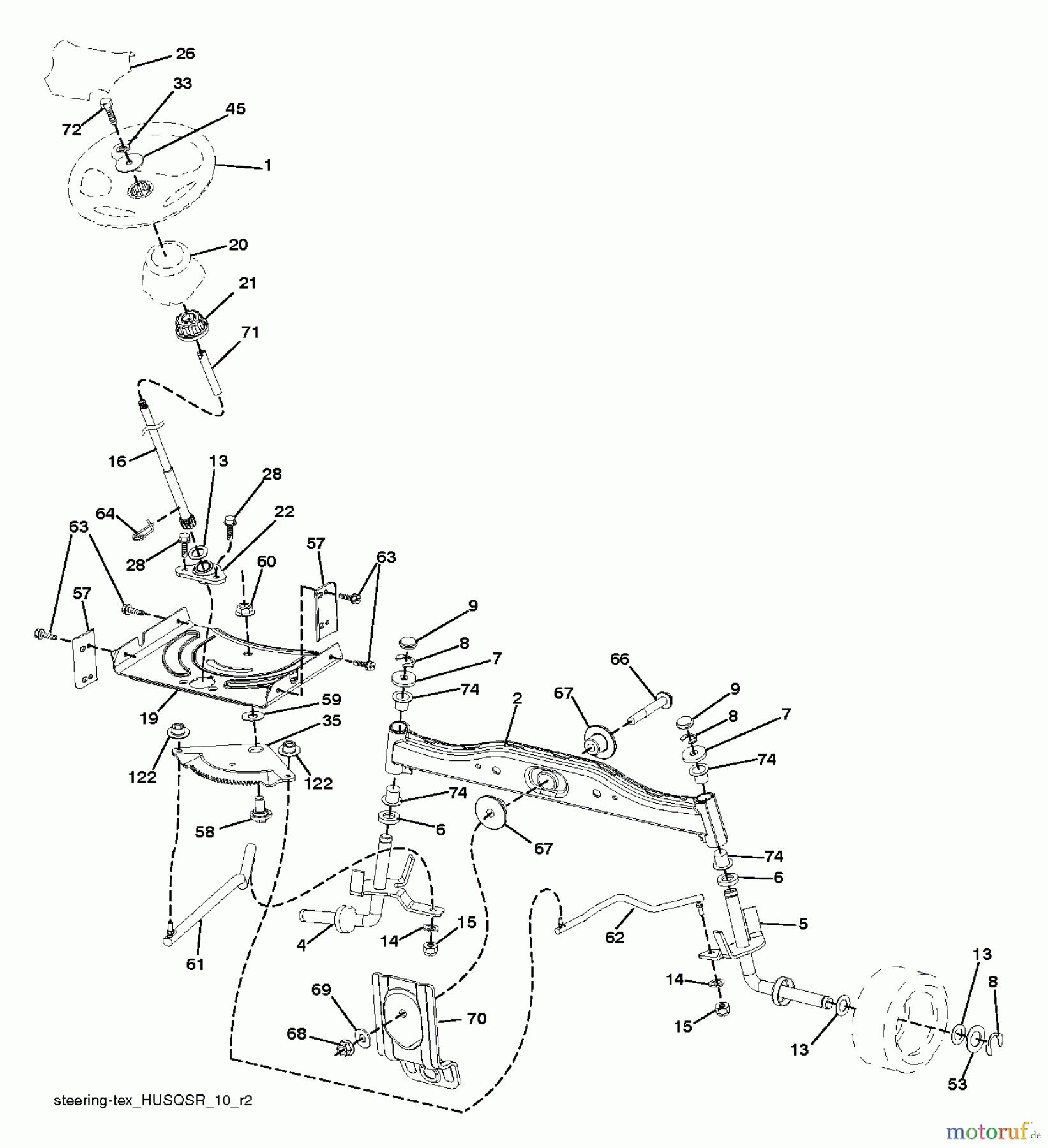 Husqvarna Rasen und Garten Traktoren LT 154 (96041024001) - Husqvarna Lawn Tractor (2012-08 & After) LENKUNG