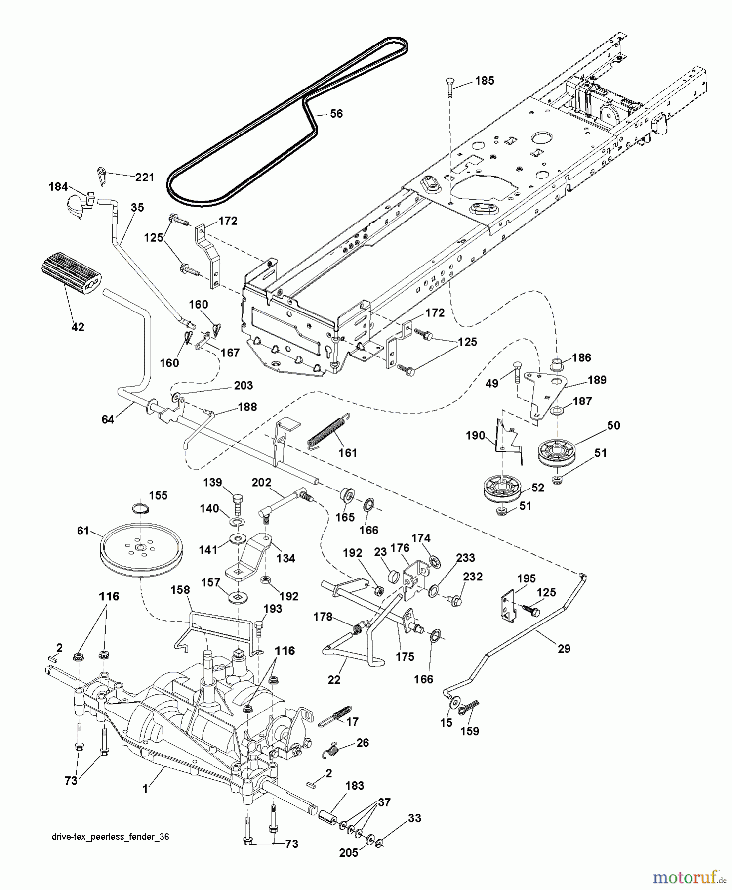 Husqvarna Rasen und Garten Traktoren LT 154 (96041024101) - Husqvarna Lawn Tractor (2012-07 & After) DRIVE