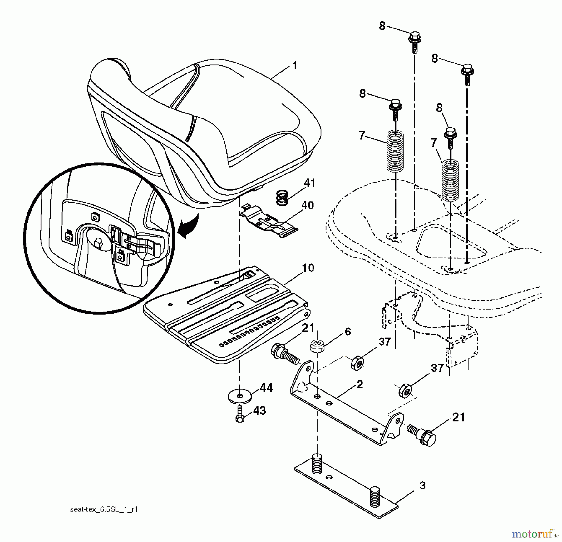 Husqvarna Rasen und Garten Traktoren LT 1597 (96041005011) - Husqvarna Lawn Tractor (2012-11 & After) SEAT