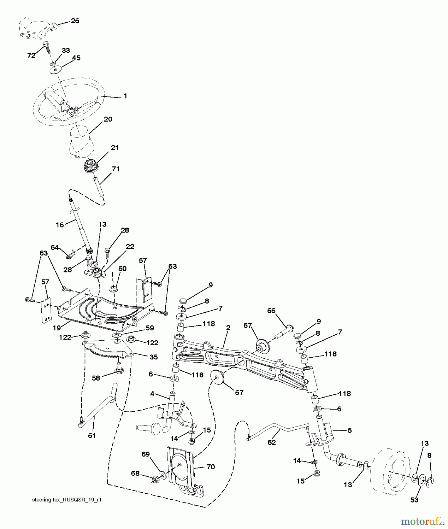 Husqvarna Rasen und Garten Traktoren LT 1597 (96041005010) - Husqvarna Lawn Tractor (2012-01 & After) STEERING