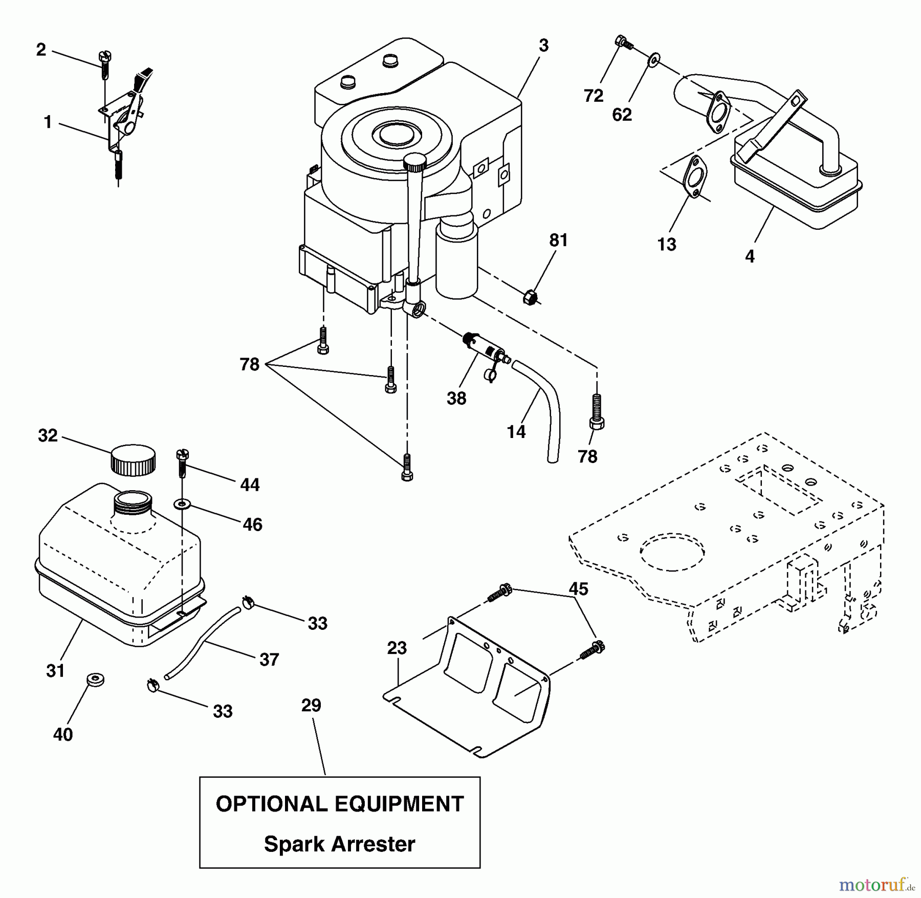 Husqvarna Rasen und Garten Traktoren LT 16542 (96013001900) - Husqvarna Lawn Tractor (2006-02 & After) Engine
