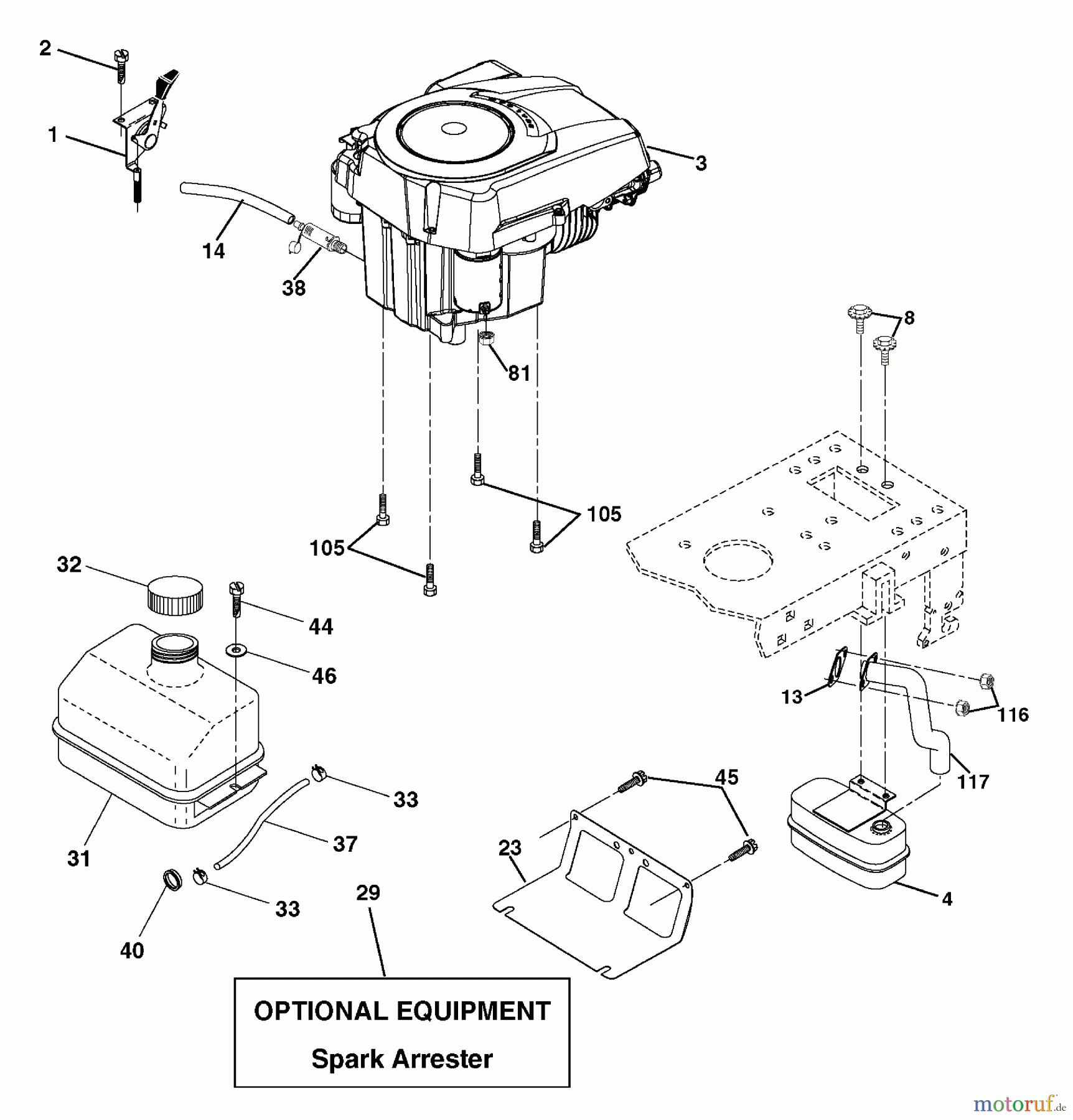 Husqvarna Rasen und Garten Traktoren LT 18542 (96013000400) - Husqvarna Lawn Tractor (2006-03 & After) Engine