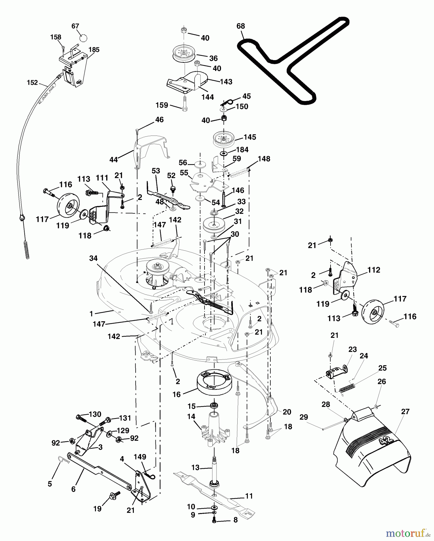 Husqvarna Rasen und Garten Traktoren LT 18542 A (954571748) - Husqvarna Lawn Tractor (2003-11 & After) Mower Deck