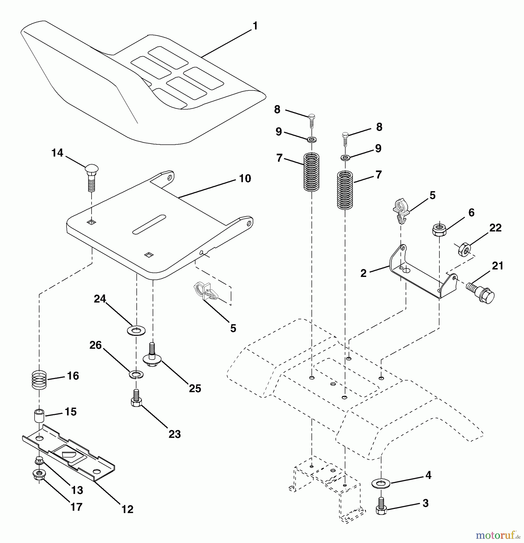 Husqvarna Rasen und Garten Traktoren LT 18542 B (954571748) - Husqvarna Lawn Tractor (2004-02 & After) Seat Assembly