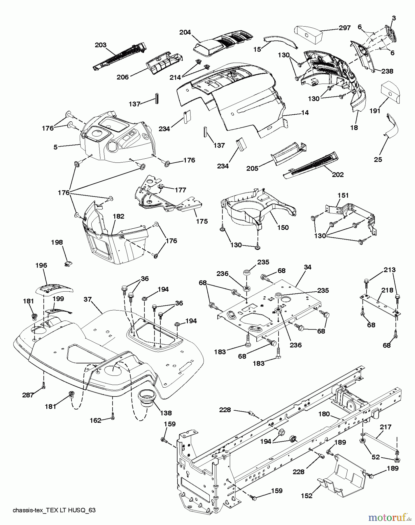 Husqvarna Rasen und Garten Traktoren LT 1942 (96041031500) - Husqvarna Lawn Tractor (2012-07 & After) CHASSIS ENCLOSURES