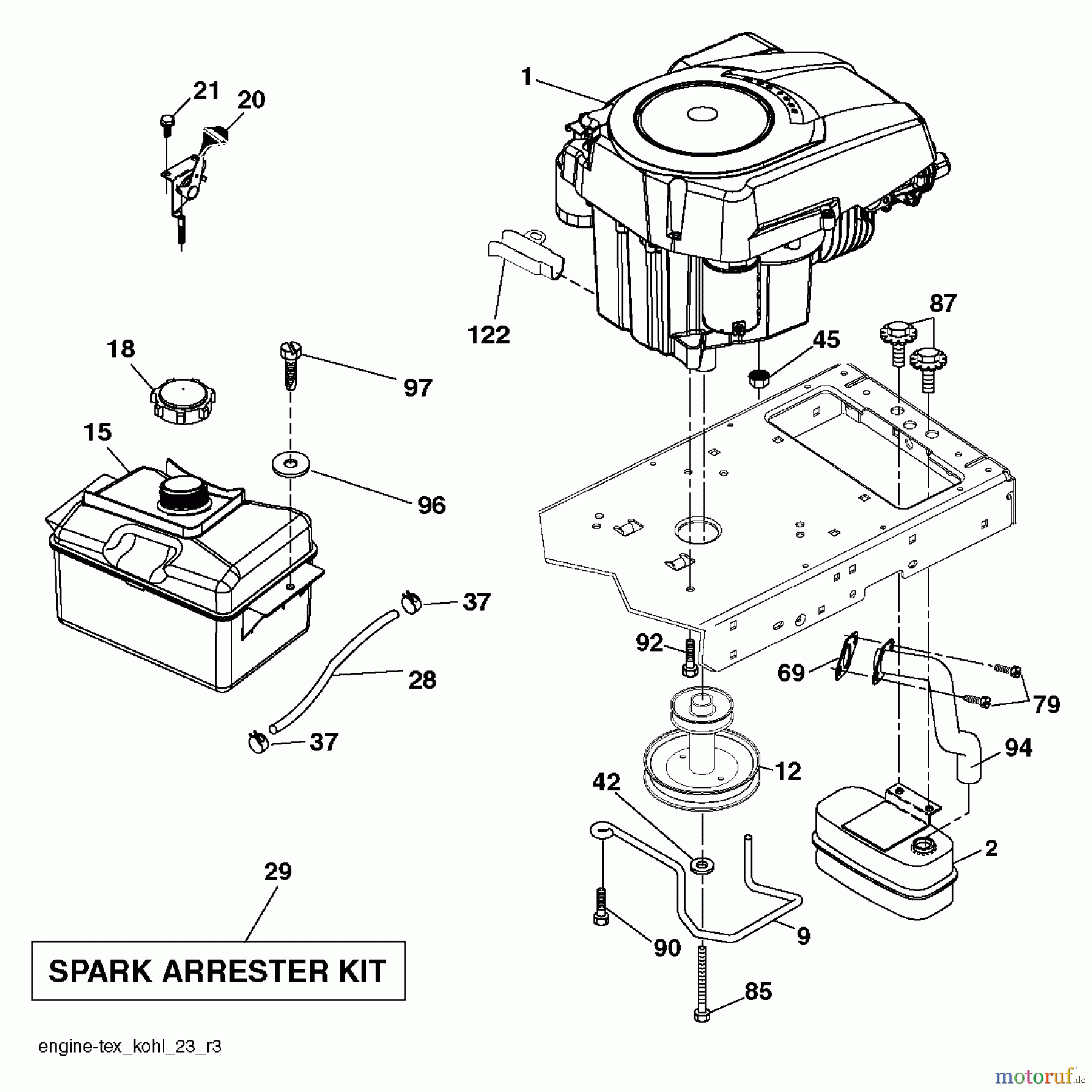 Husqvarna Rasen und Garten Traktoren LT 1942 (96041031500) - Husqvarna Lawn Tractor (2012-07 & After) ENGINE