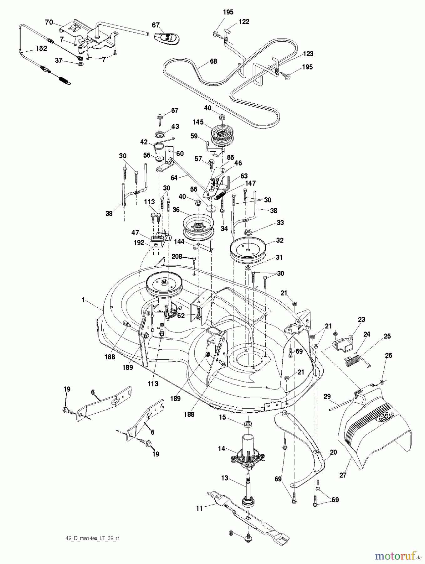 Husqvarna Rasen und Garten Traktoren LT 1942 (96041031500) - Husqvarna Lawn Tractor (2012-07 & After) MOWER DECK / CUTTING DECK