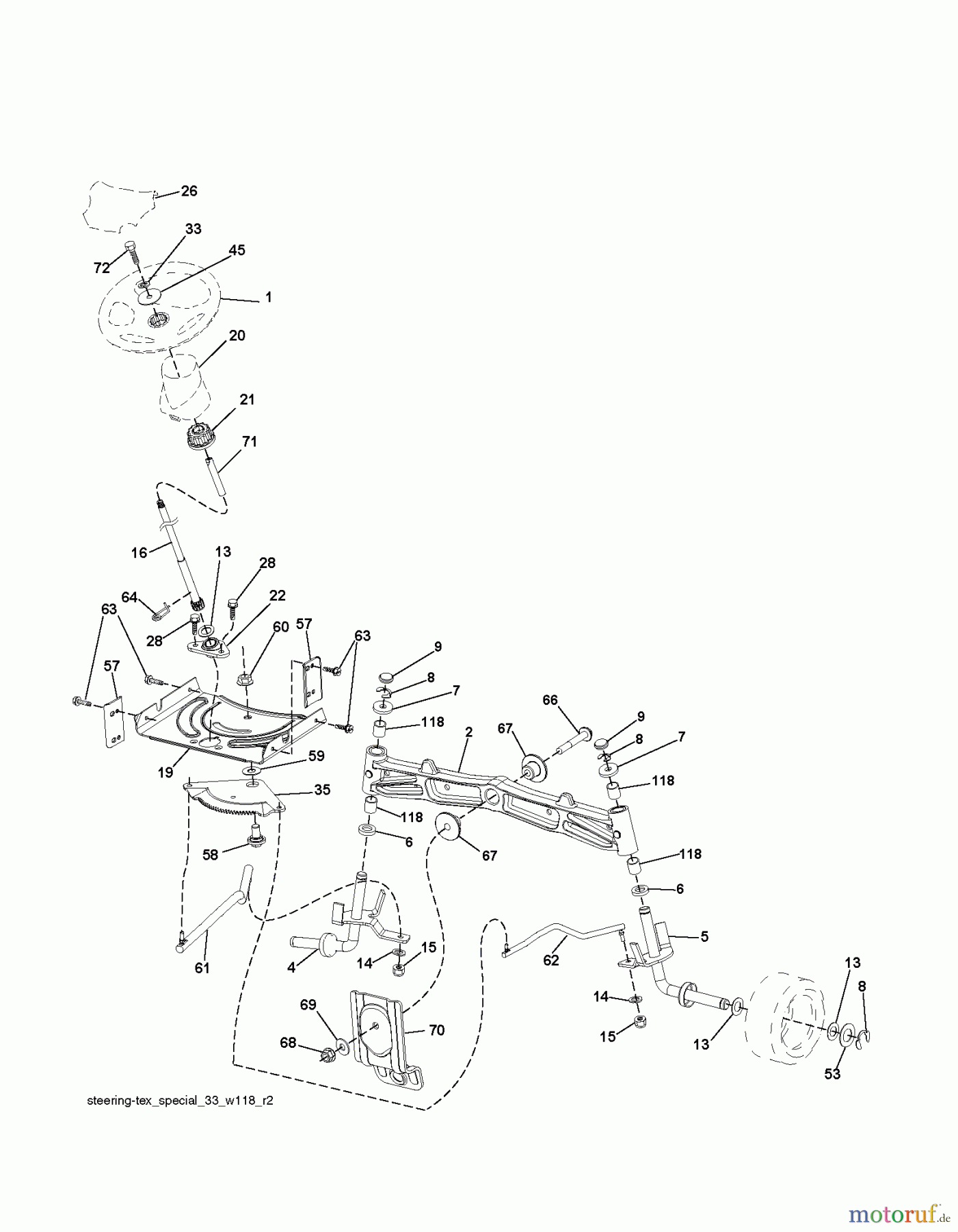 Husqvarna Rasen und Garten Traktoren LT 19538 (96041017003) - Husqvarna Lawn Tractor (2011-05 & After) STEERING