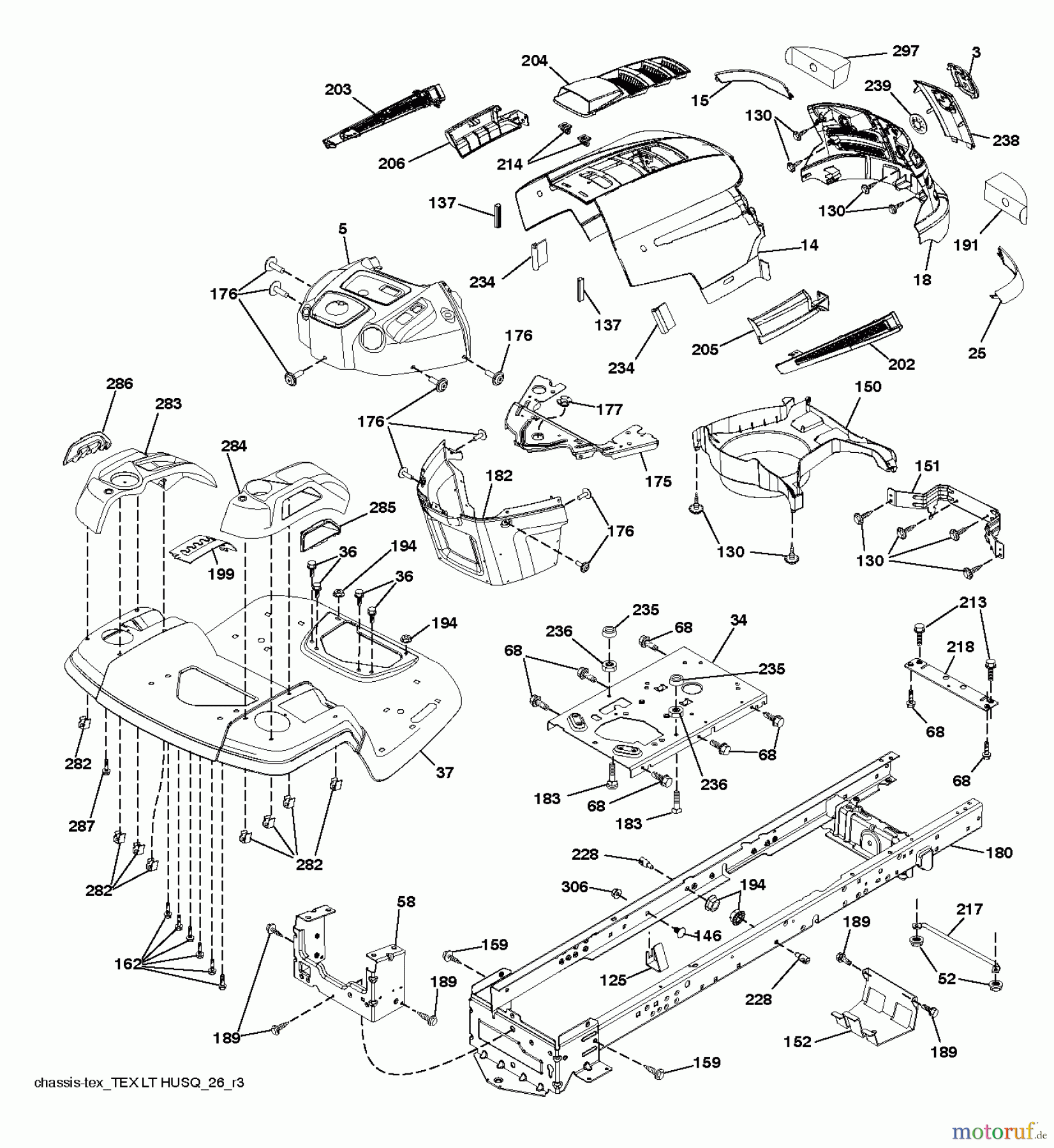 Husqvarna Rasen und Garten Traktoren LT 19538R (96041028201) - Husqvarna Lawn Tractor (2013-05) CHASSIS ENCLOSURES