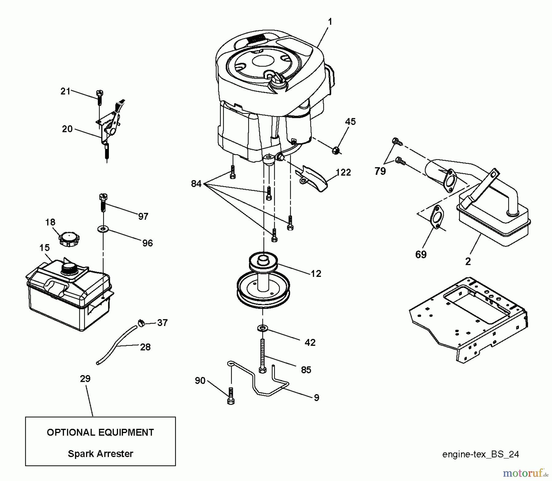 Husqvarna Rasen und Garten Traktoren LT 19538R (96041028201) - Husqvarna Lawn Tractor (2013-05) ENGINE