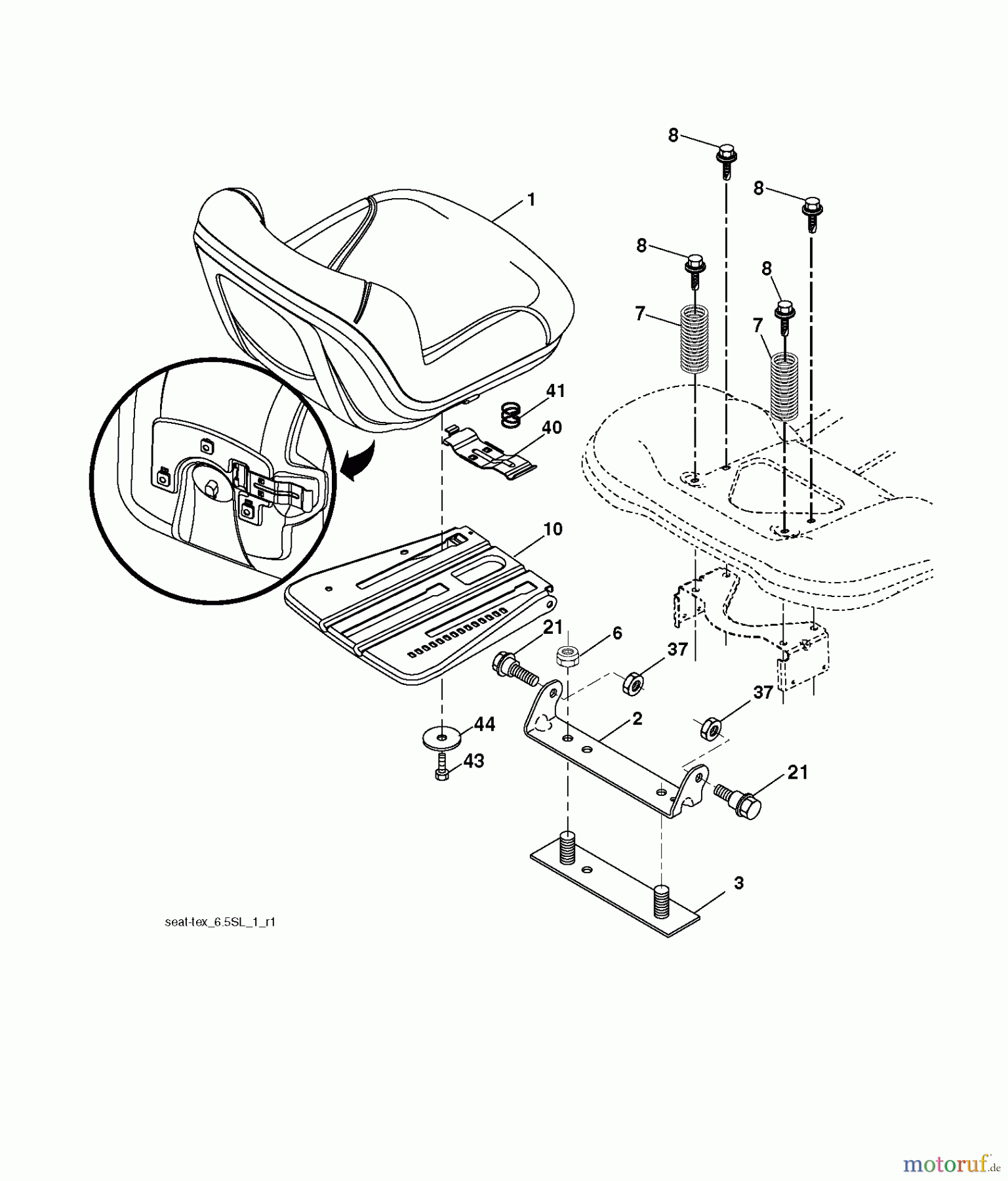 Husqvarna Rasen und Garten Traktoren LT 19538R (96041028200) - Husqvarna Lawn Tractor (2012-05 & After) SEAT