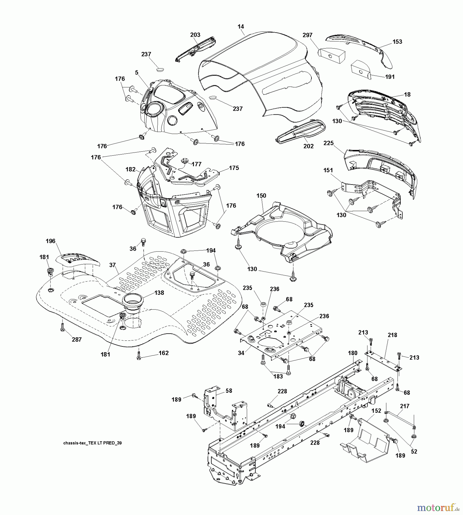 Husqvarna Rasen und Garten Traktoren LT 2213 (96041007903) - Husqvarna Lawn Tractor (2011-03 & After) CHASSIS