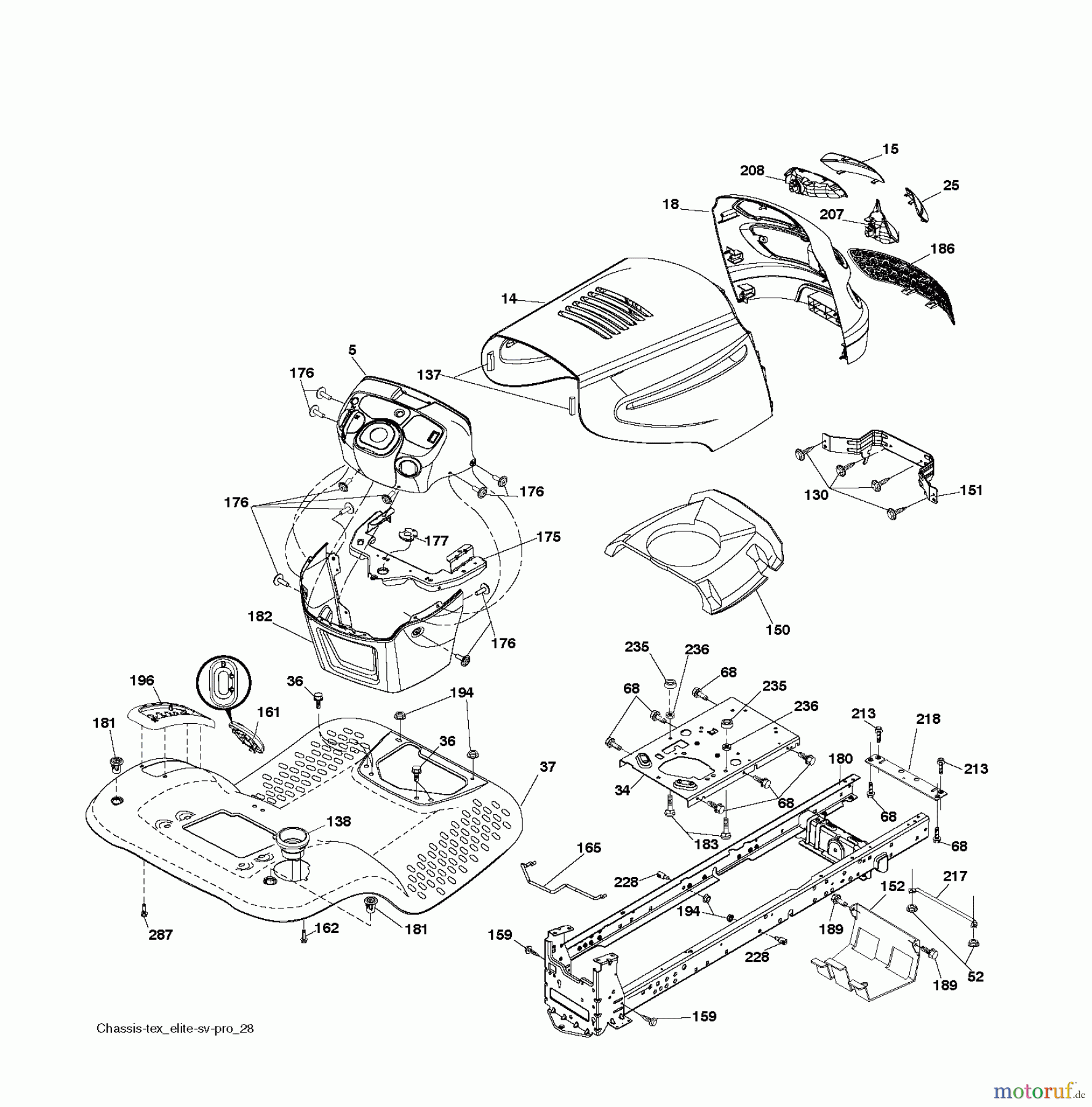 Jonsered Rasen und Garten Traktoren LT2223 A2 (96041014402) - Jonsered Lawn & Garden Tractor (2011-02) CHASSIS ENCLOSURES