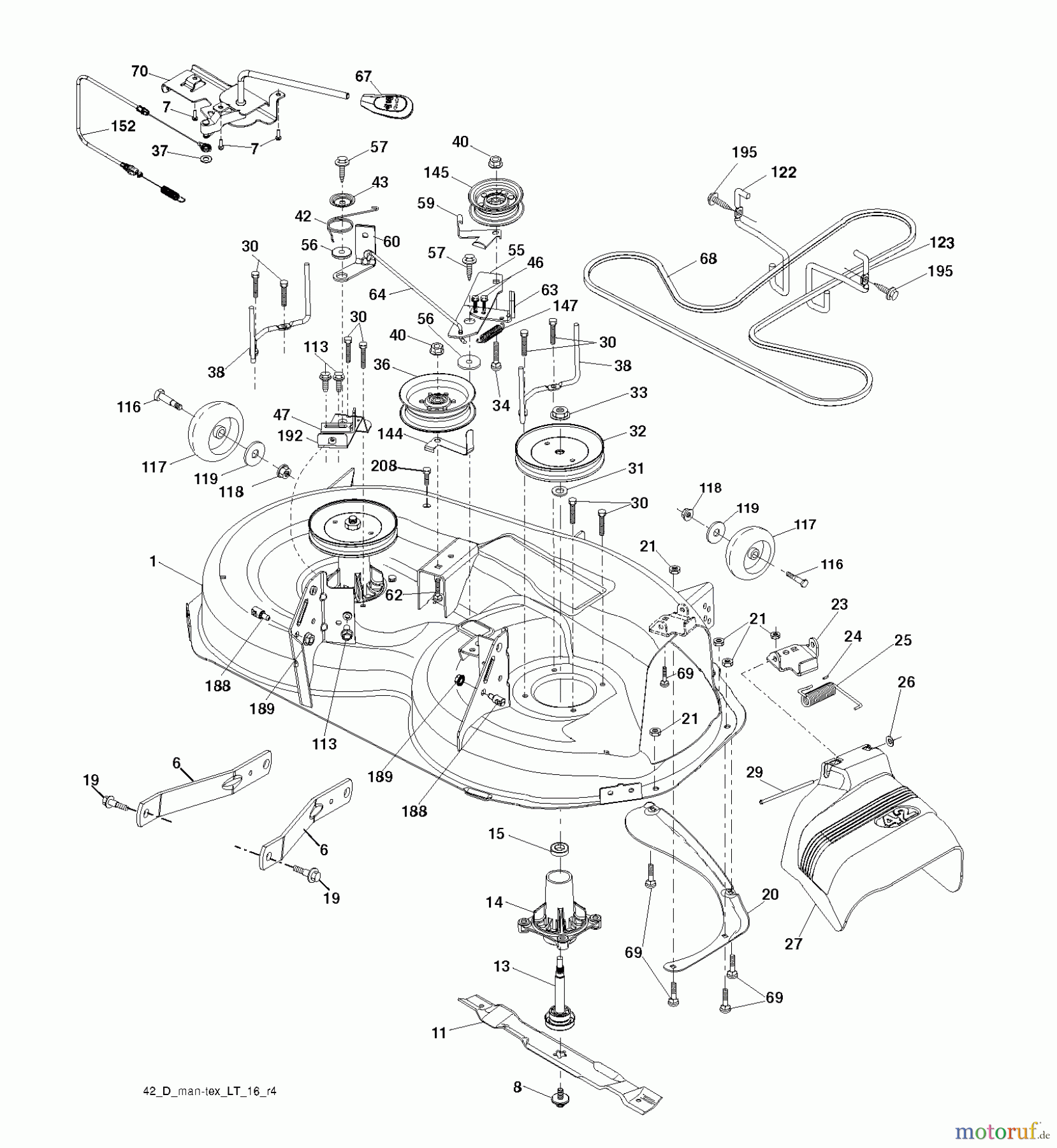 Jonsered Rasen und Garten Traktoren LT2223 A2 (96041014401) - Jonsered Lawn & Garden Tractor (2010-02) MOWER DECK / CUTTING DECK