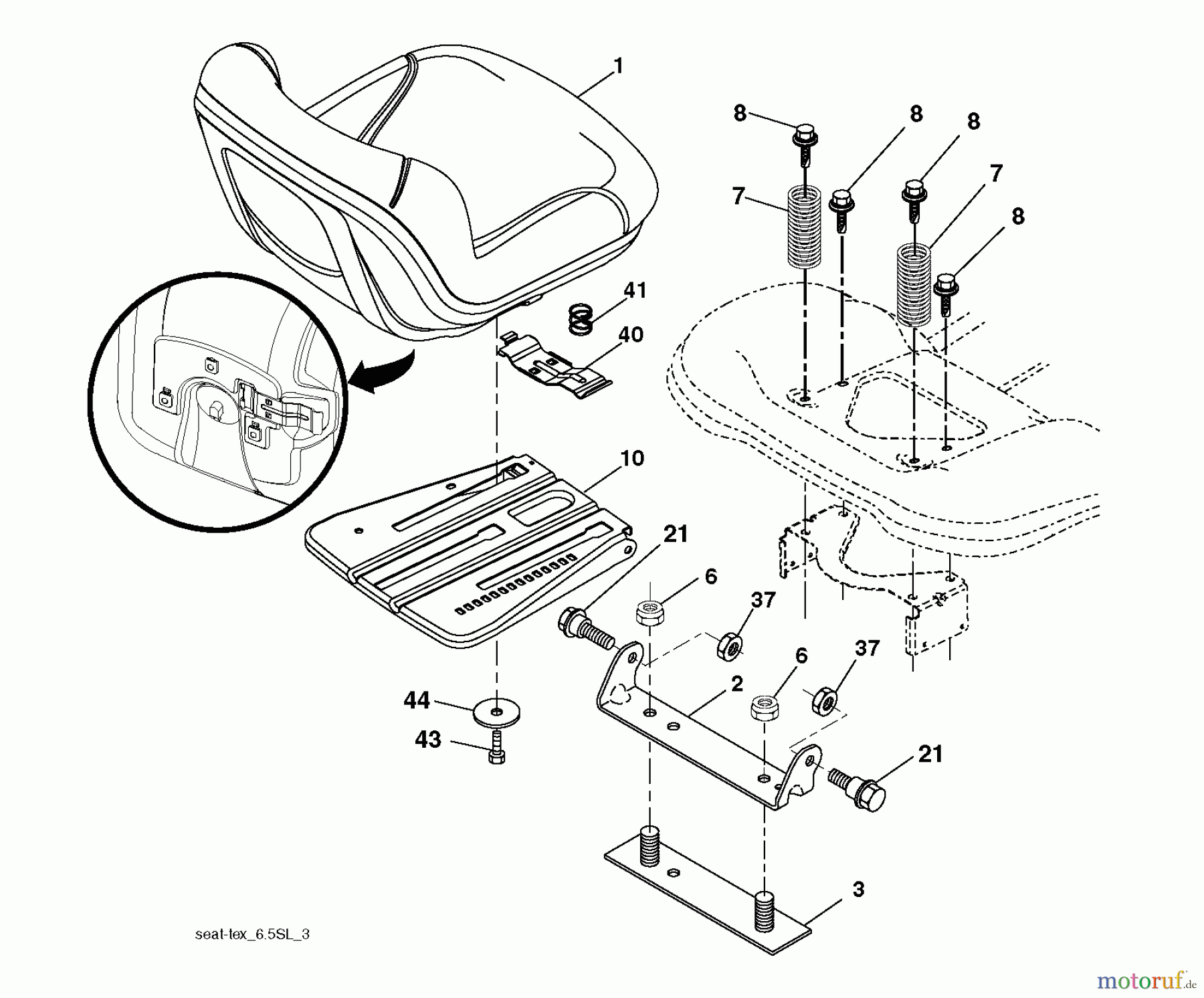 Husqvarna Rasen und Garten Traktoren LT 2223A2 (96041014401) - Husqvarna Lawn Tractor (2010-02 & After) SEAT