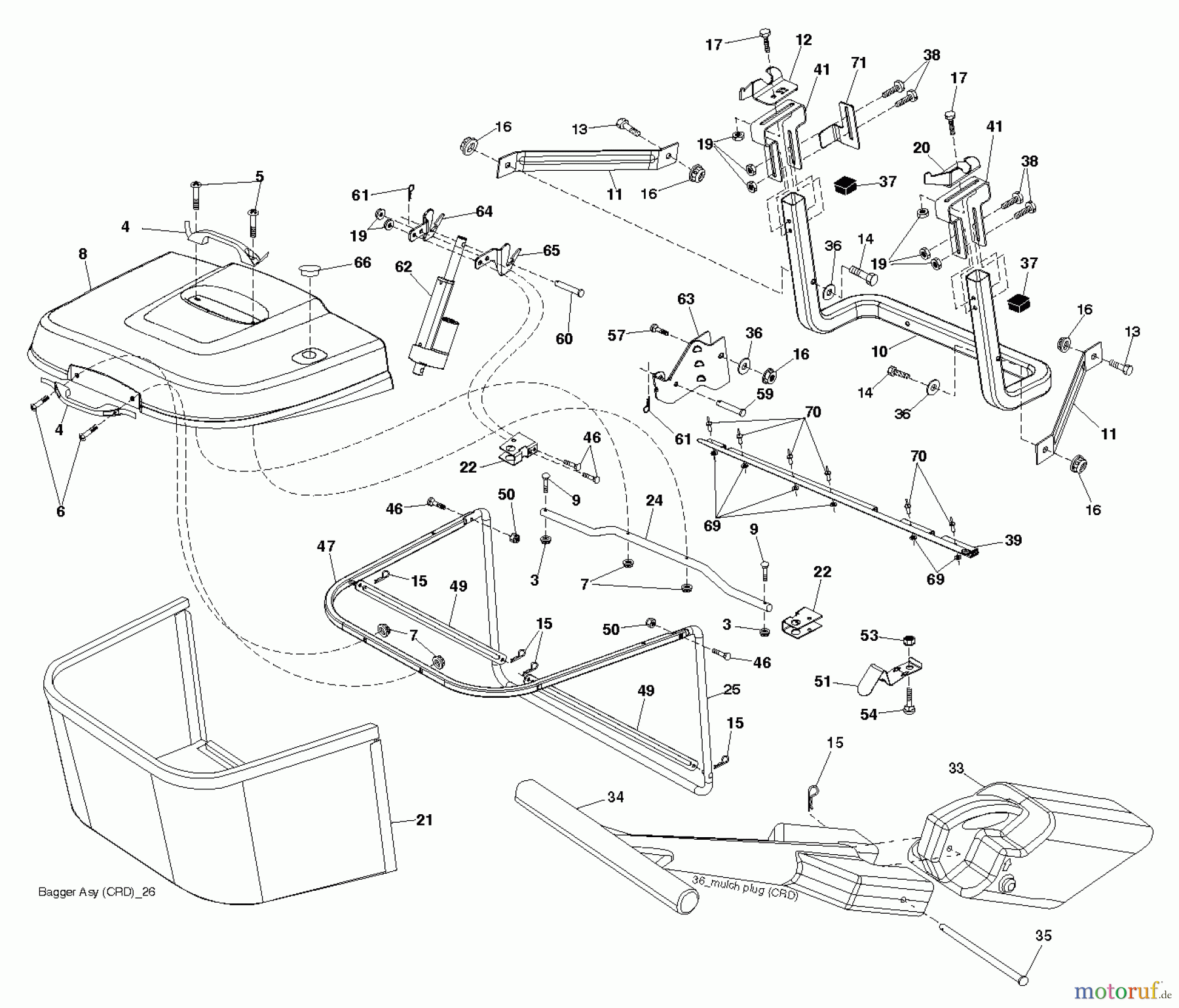  Jonsered Rasen  und Garten Traktoren LT2223 CMA2 (96061026800) - Jonsered Lawn & Garden Tractor (2010-01) BAGGER
