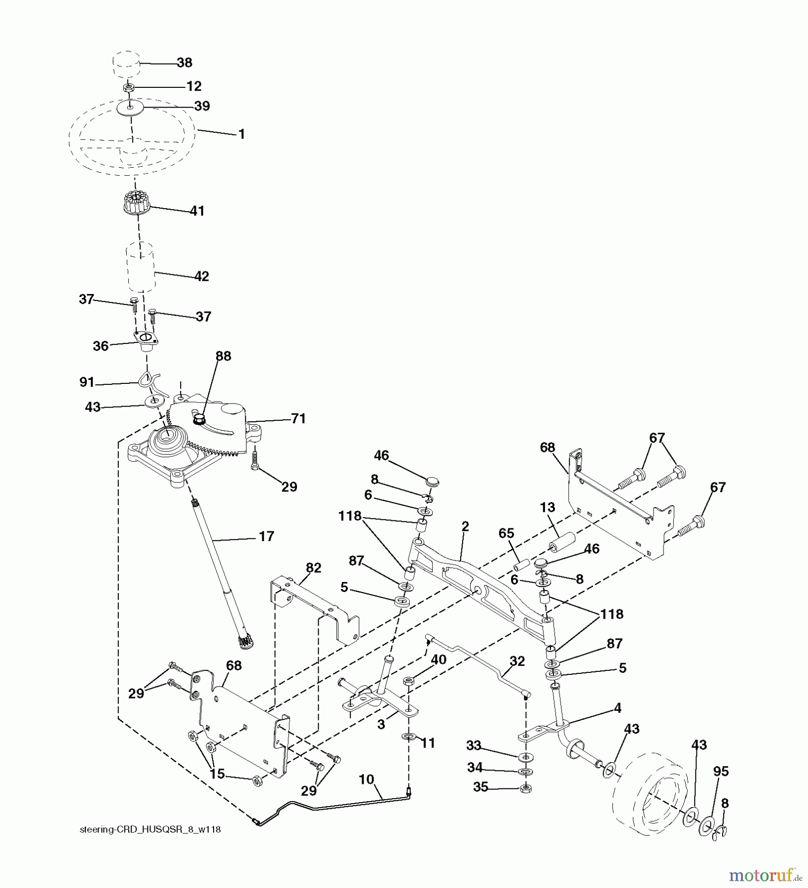  Husqvarna Rasen und Garten Traktoren LT 2223CMA2 (96061026900) - Husqvarna Lawn Tractor (2010-01 & After) STEERING