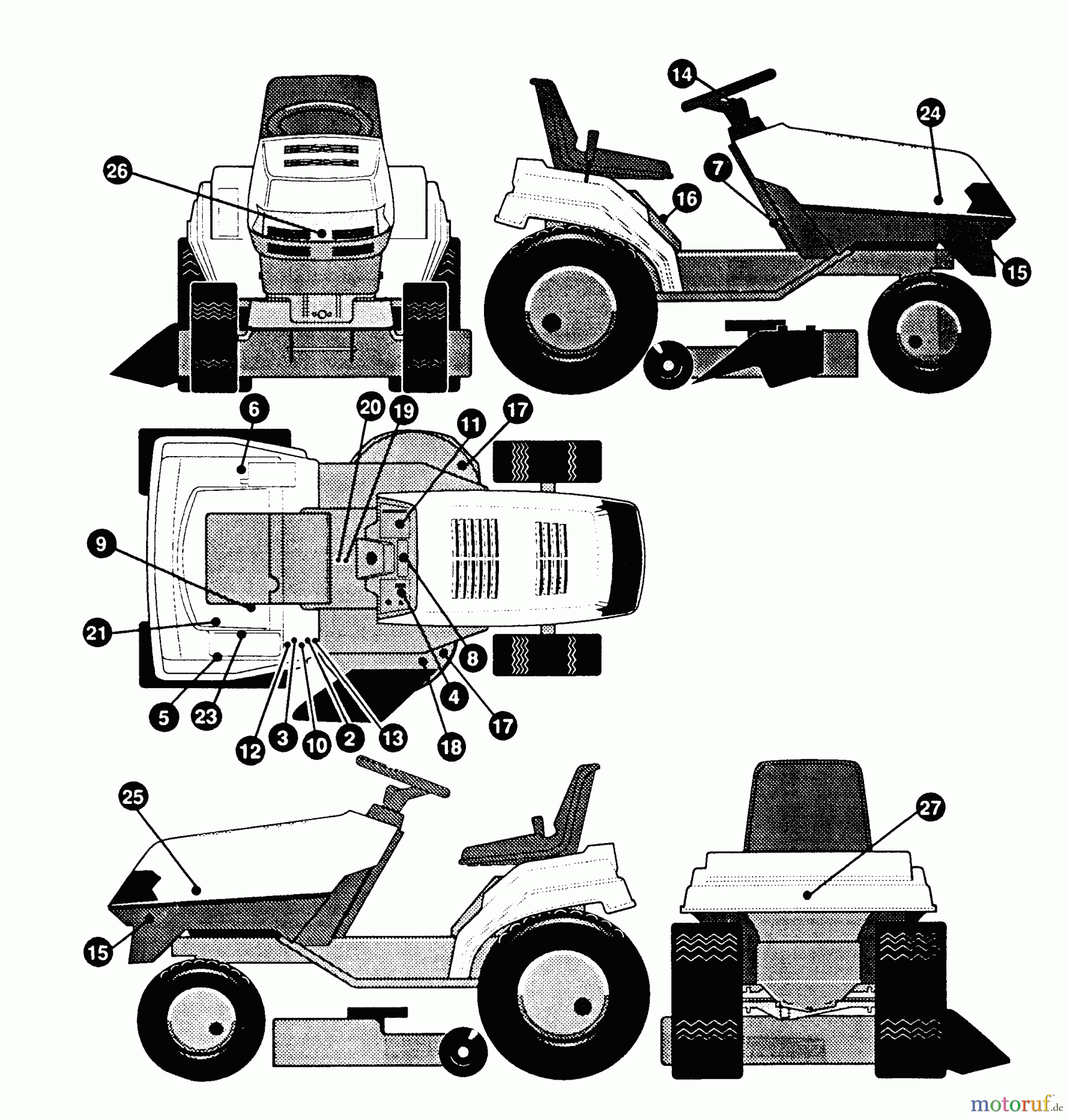 Husqvarna Rasen und Garten Traktoren LT 4140G (E4014-030) - Husqvarna Lawn Tractor (1994-01 & After) Decal