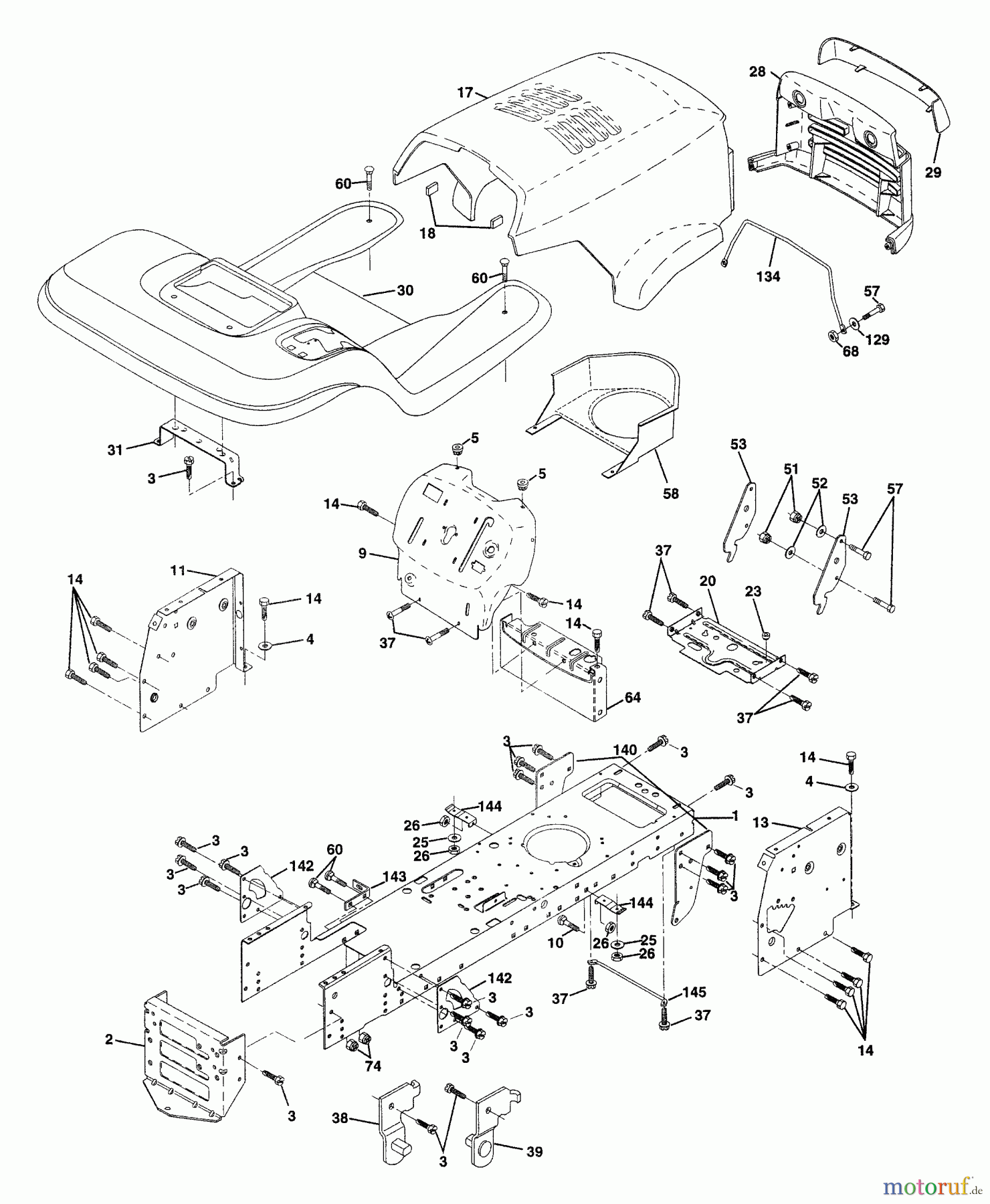 Husqvarna Rasen und Garten Traktoren LTH 120 (954140003) (HCLTH120A) - Husqvarna Lawn Tractor (1997-11 & After) Chassis And Enclosures