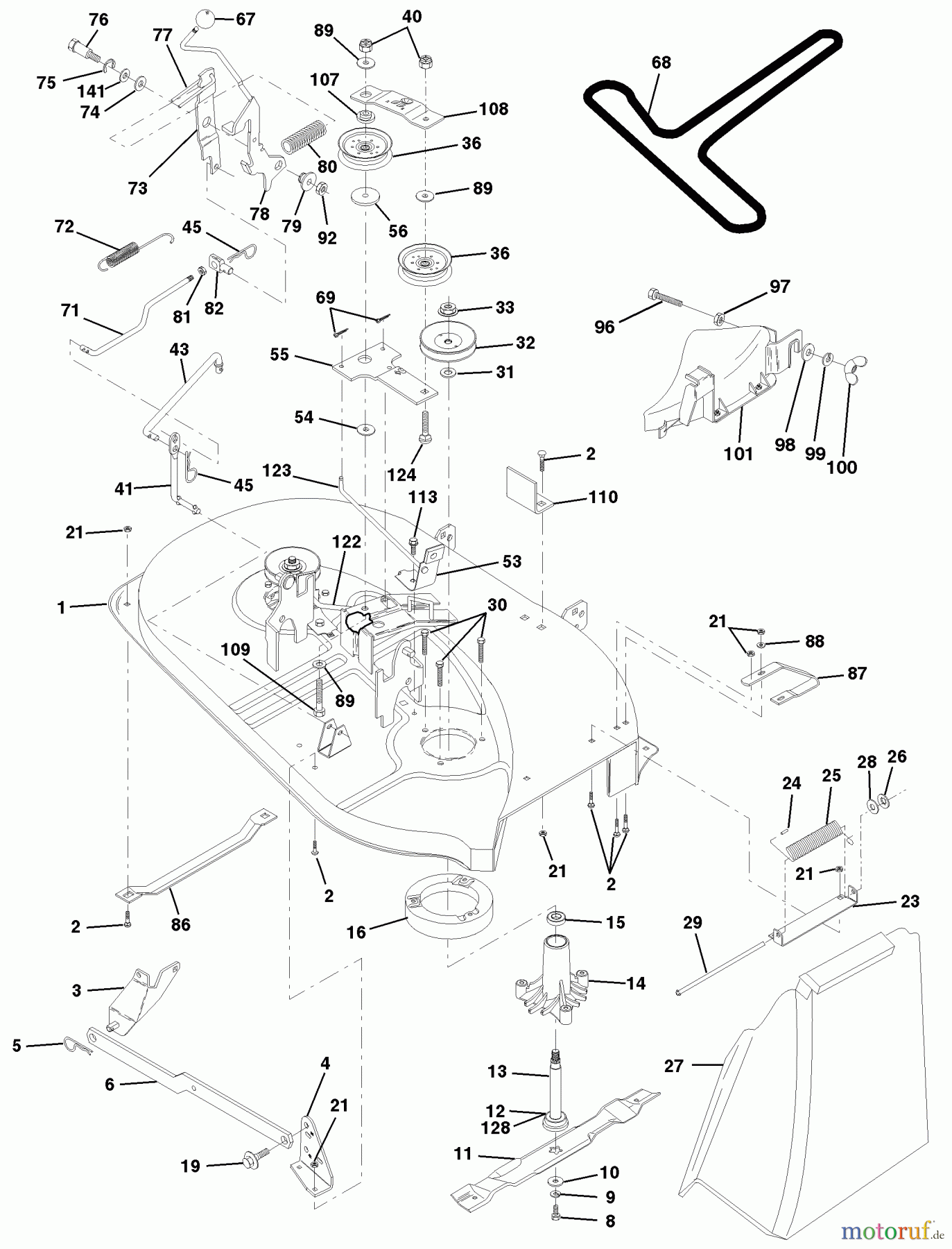 Husqvarna Rasen und Garten Traktoren LTH 120 (954140003) (HCLTH120B) - Husqvarna Lawn Tractor (1999-01 & After) Mower Deck