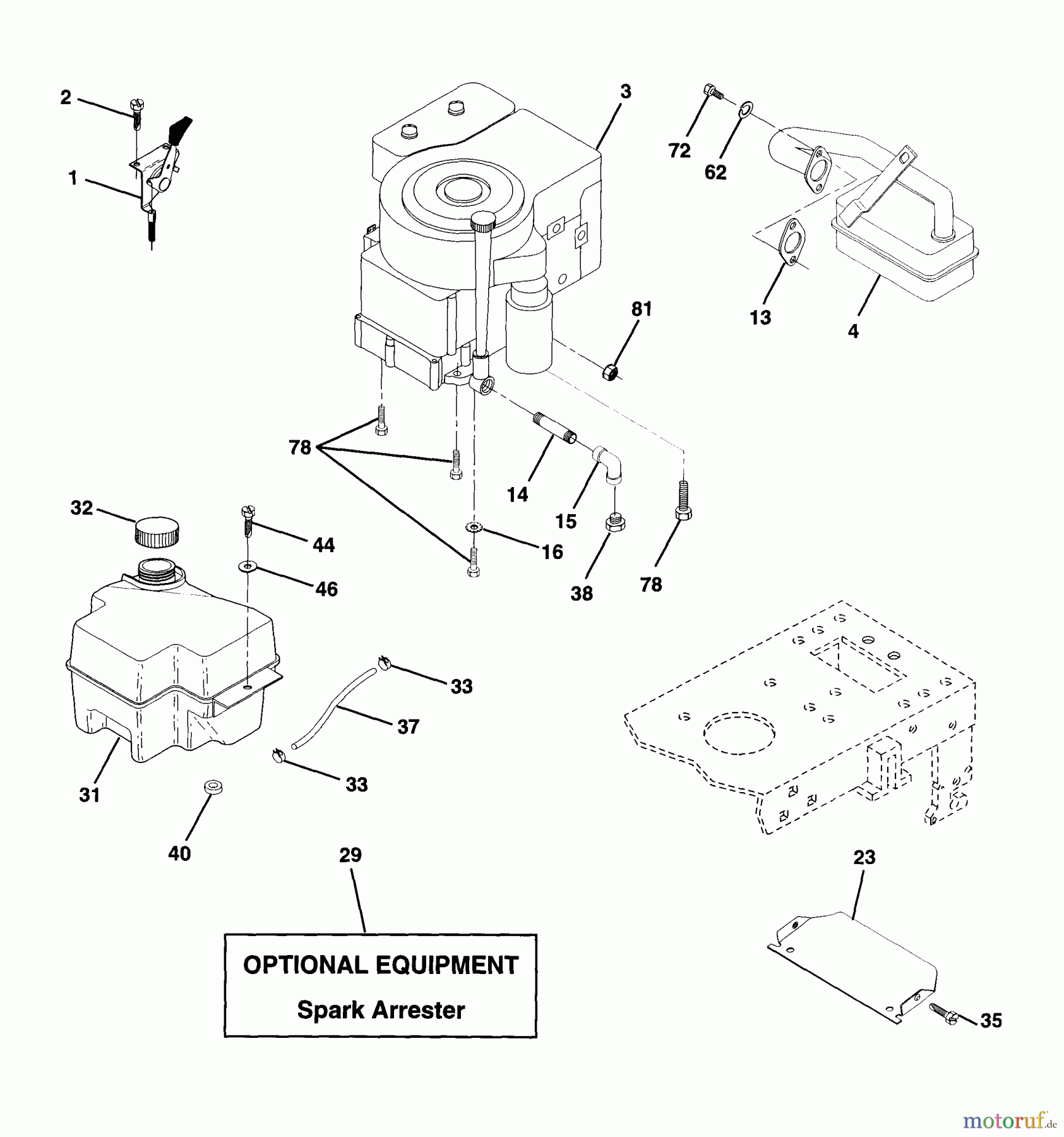 Husqvarna Rasen und Garten Traktoren LTH 120 (954140003A) - Husqvarna Lawn Tractor (1997-12 & After) Engine