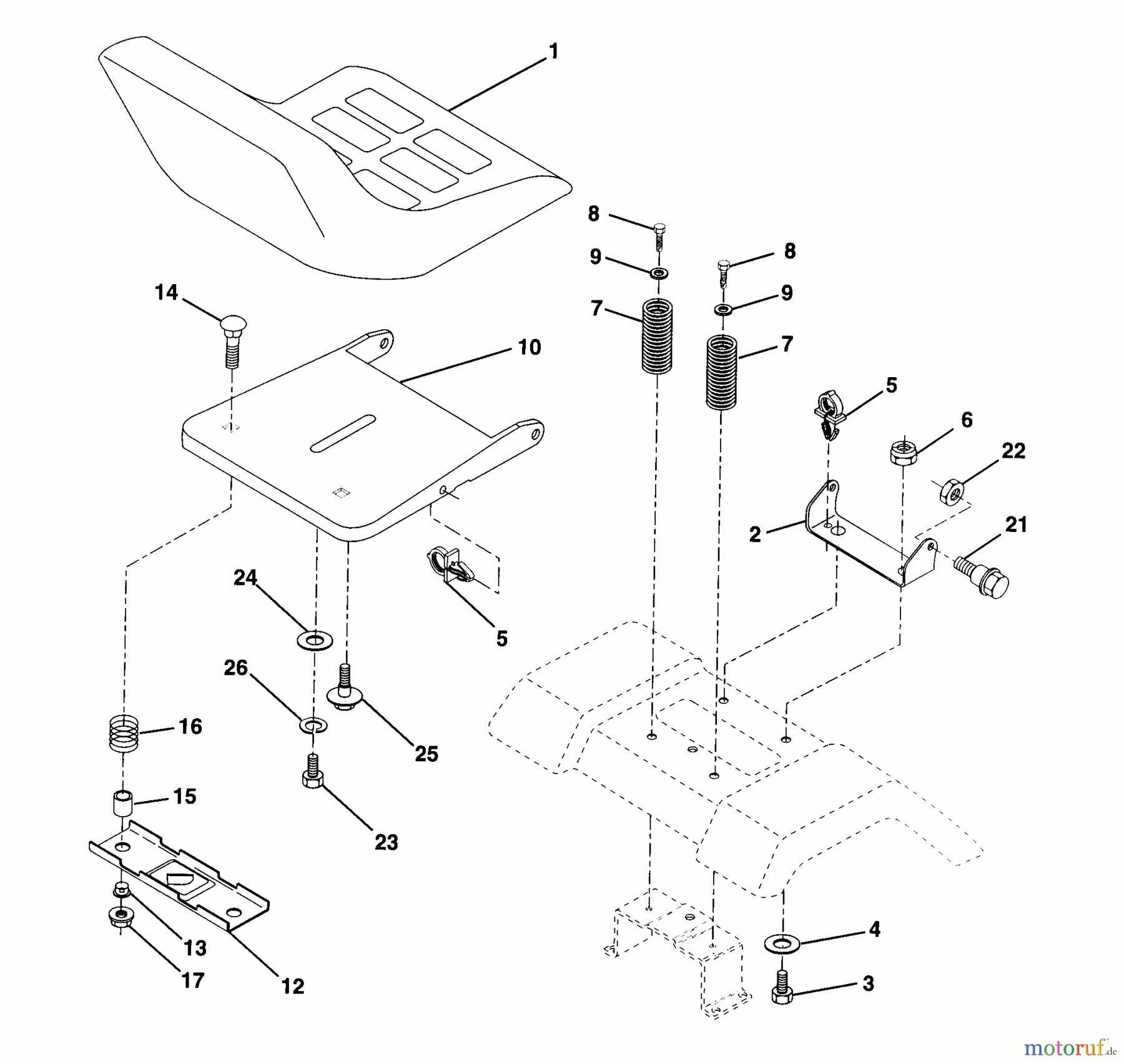 Husqvarna Rasen und Garten Traktoren LTH 120 (954140003A) - Husqvarna Lawn Tractor (1997-12 & After) Seat Assembly