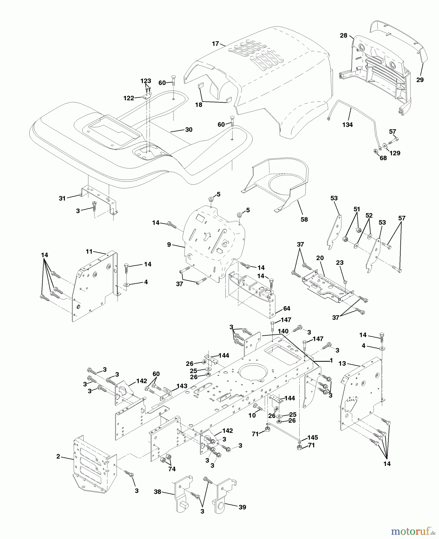 Husqvarna Rasen und Garten Traktoren LTH 120 (954140003B) - Husqvarna Lawn Tractor (1997-12 & After) Chassis And Enclosures