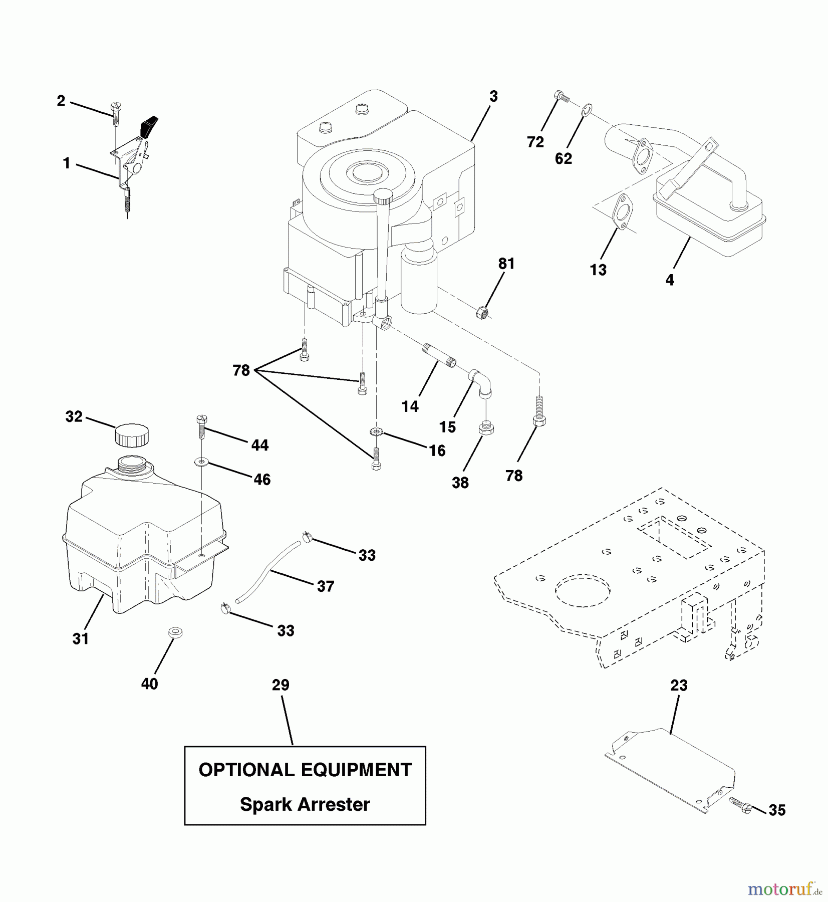 Husqvarna Rasen und Garten Traktoren LTH 120 (954140003B) - Husqvarna Lawn Tractor (1997-12 & After) Engine