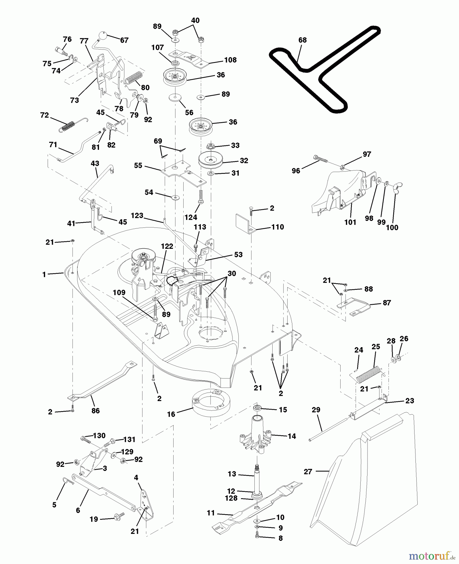 Husqvarna Rasen und Garten Traktoren LTH 120 (954140003B) - Husqvarna Lawn Tractor (1997-12 & After) Mower Deck