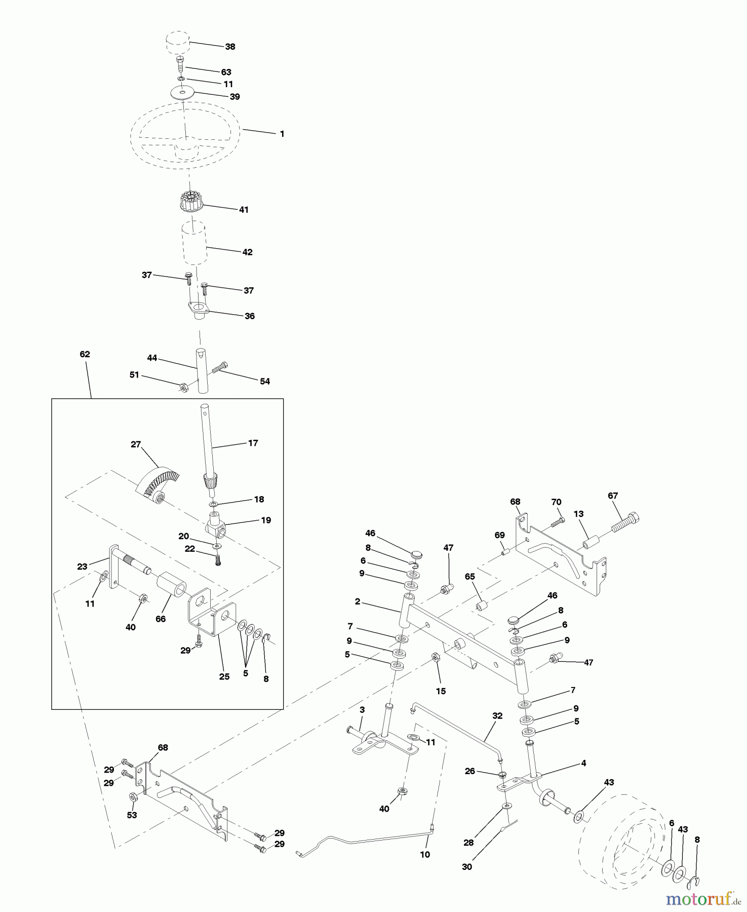 Husqvarna Rasen und Garten Traktoren LTH 120 (954140003B) - Husqvarna Lawn Tractor (1997-12 & After) Steering Assembly