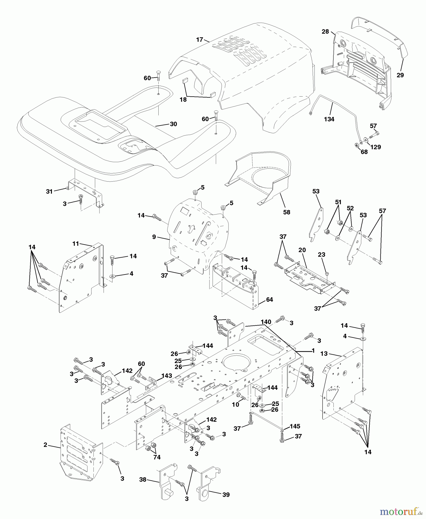 Husqvarna Rasen und Garten Traktoren LTH 120 (954140003C) - Husqvarna Lawn Tractor (1998-02 & After) Chassis And Enclosures