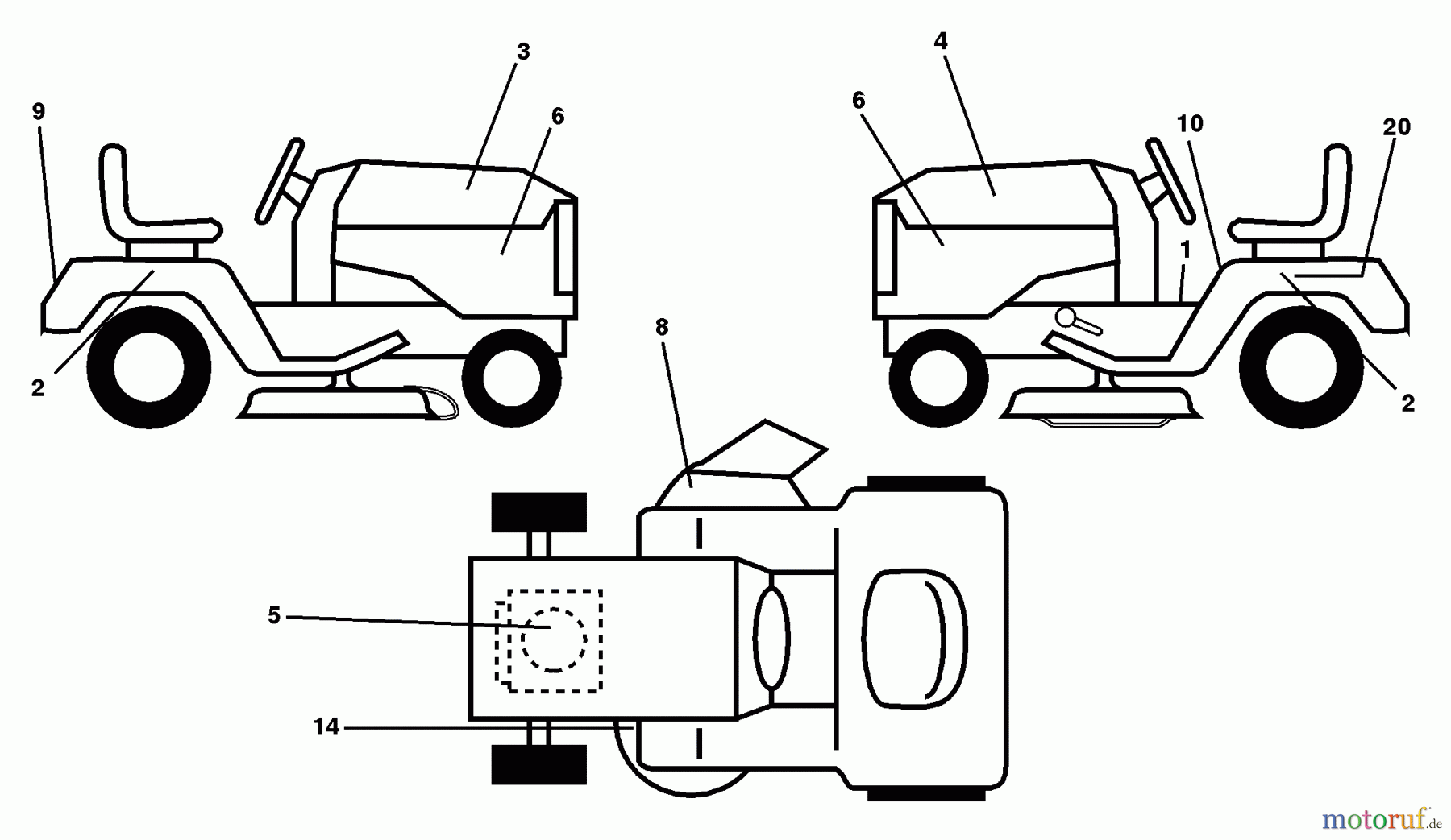 Husqvarna Rasen und Garten Traktoren LTH 120 (954140003C) - Husqvarna Lawn Tractor (1998-02 & After) Decals