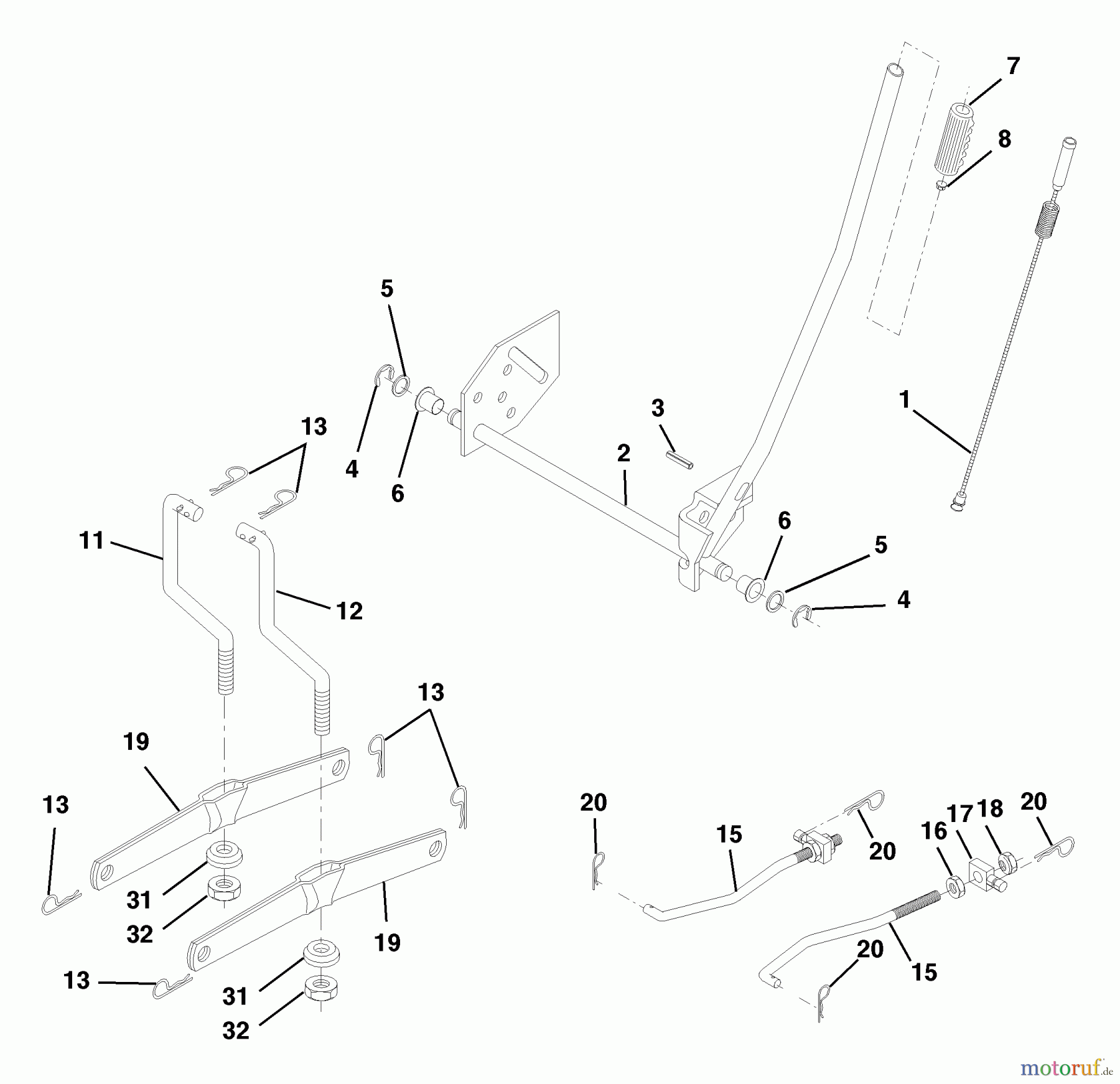 Husqvarna Rasen und Garten Traktoren LTH 120 (954140003C) - Husqvarna Lawn Tractor (1998-02 & After) Mower Lift