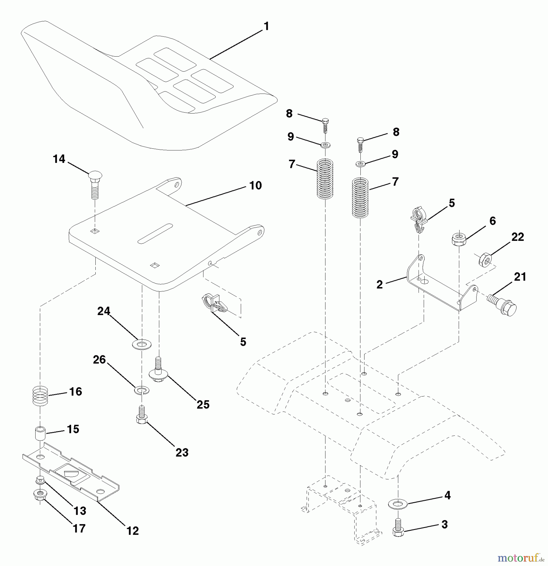 Husqvarna Rasen und Garten Traktoren LTH 120 (954140003C) - Husqvarna Lawn Tractor (1998-02 & After) Seat Assembly