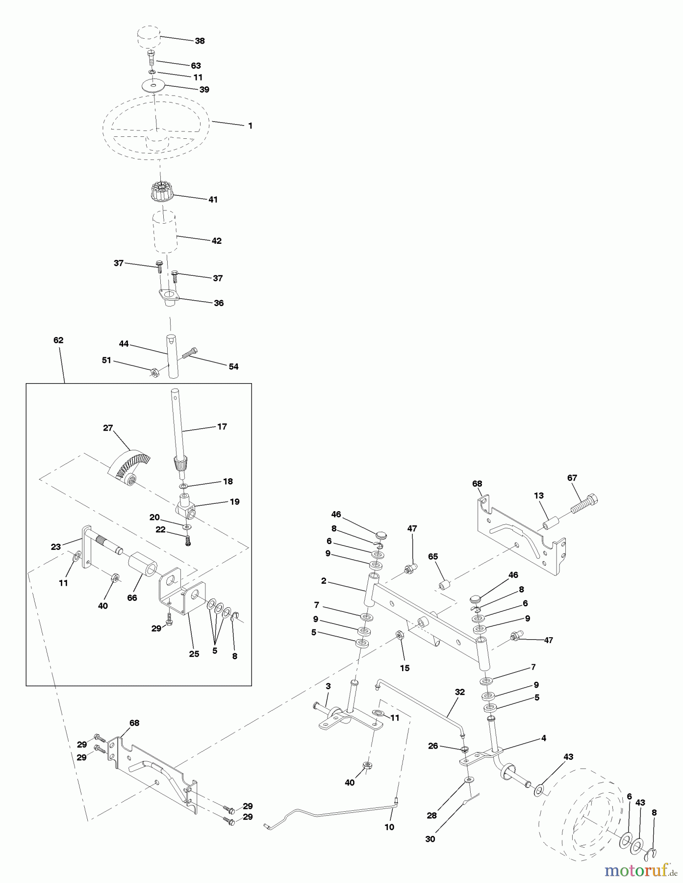 Husqvarna Rasen und Garten Traktoren LTH 120 (954140003C) - Husqvarna Lawn Tractor (1998-02 & After) Steering Assembly
