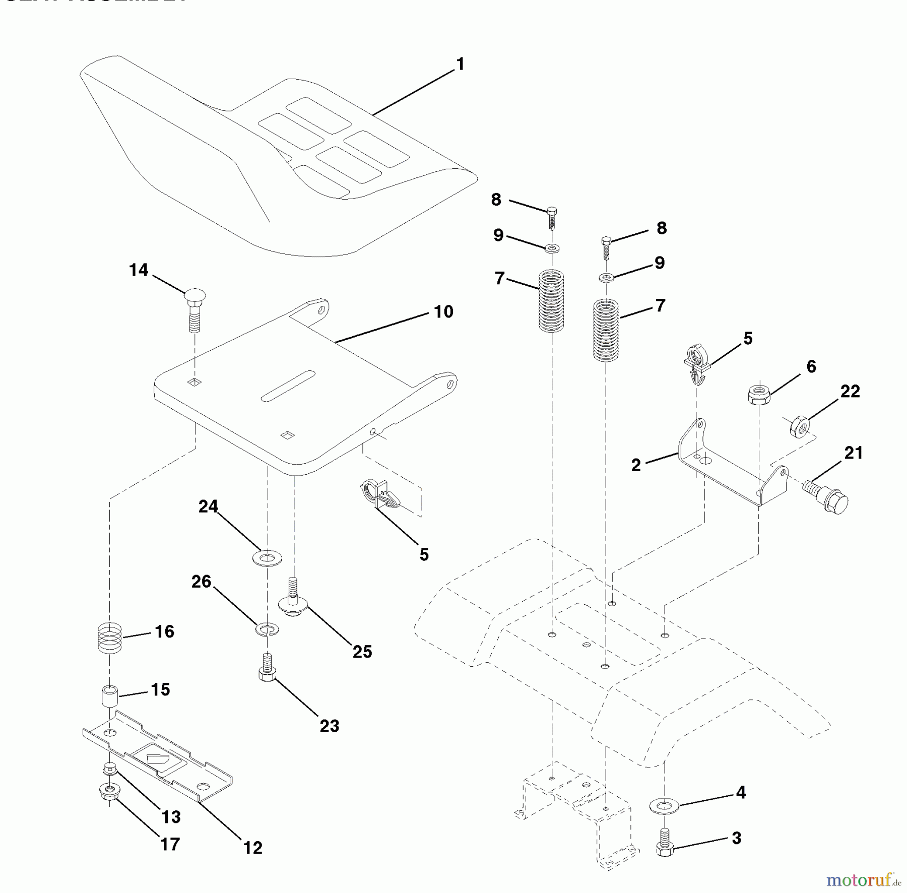 Husqvarna Rasen und Garten Traktoren LTH 120 (954140003F) - Husqvarna Lawn Tractor (1999-03 & After) Seat Assembly
