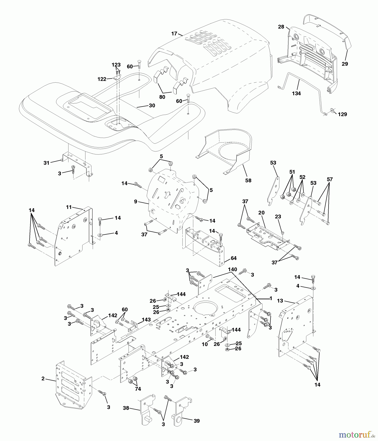 Husqvarna Rasen und Garten Traktoren LTH 120 (954140013A) - Husqvarna Lawn Tractor (1997-12 & After) Chassis And Enclosures