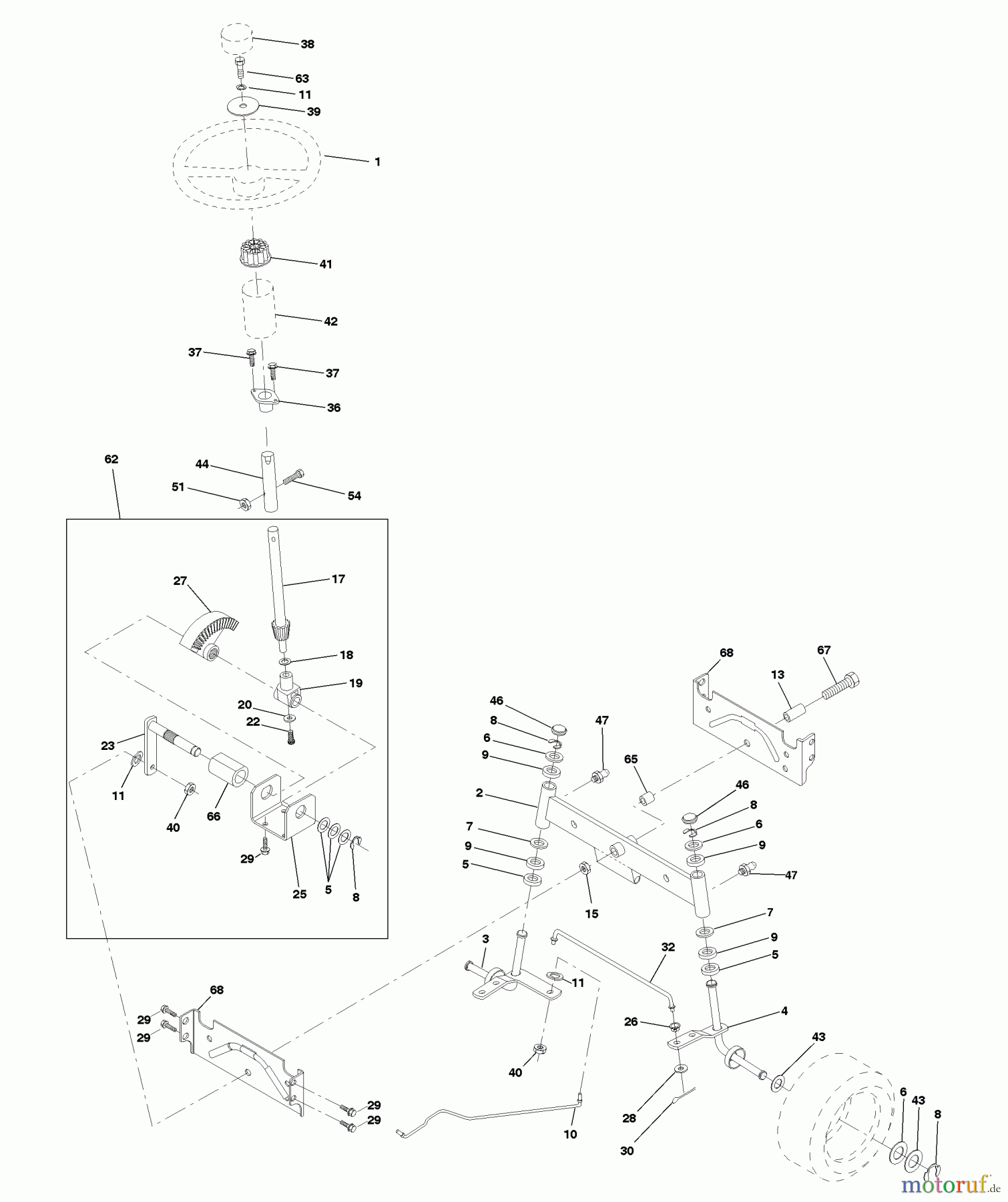 Husqvarna Rasen und Garten Traktoren LTH 120 (954140013A) - Husqvarna Lawn Tractor (1997-12 & After) Steering Assembly