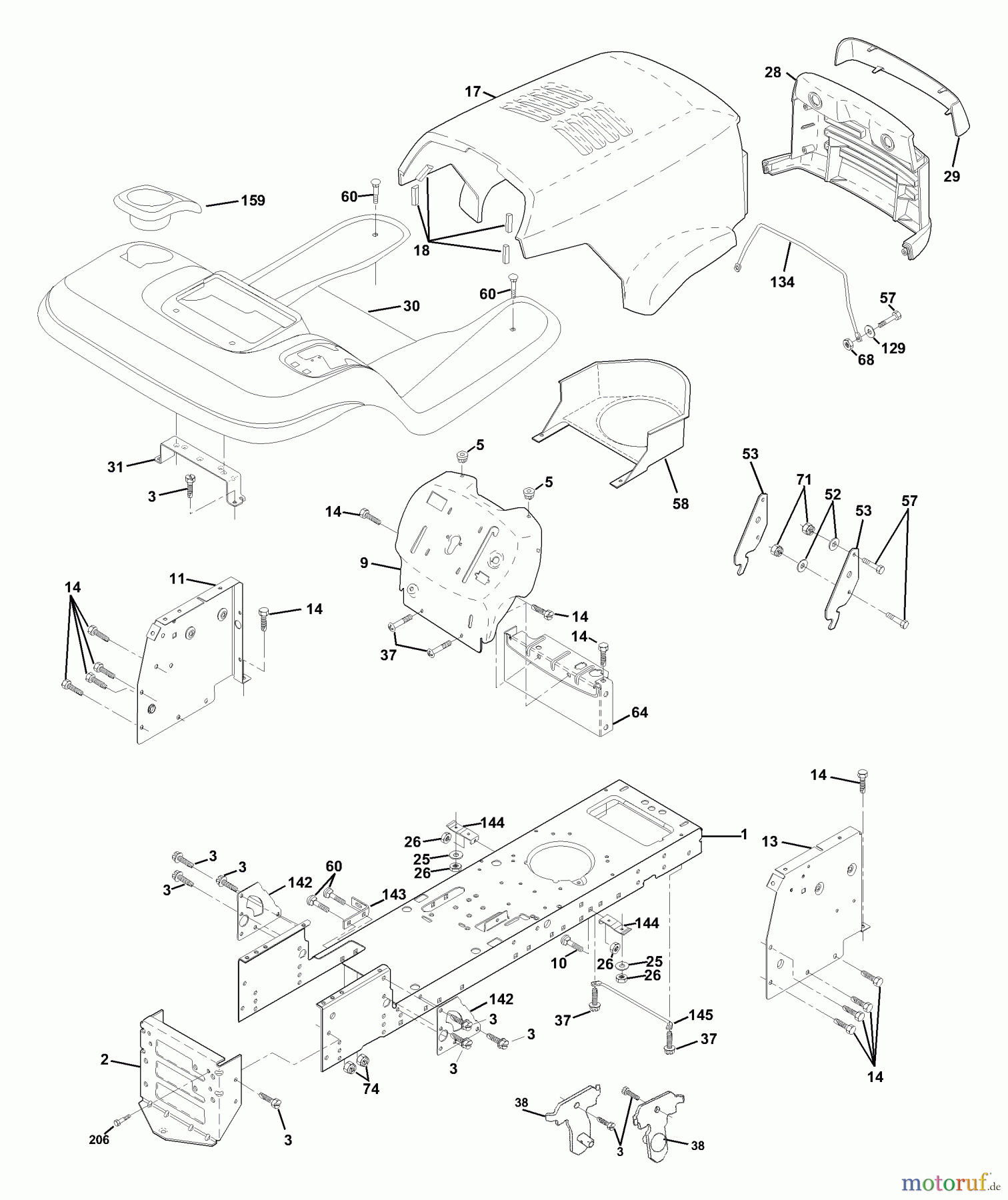 Husqvarna Rasen und Garten Traktoren LTH 120 (954140106A) - Husqvarna Lawn Tractor (1999-10 & After) Chassis And Enclosures