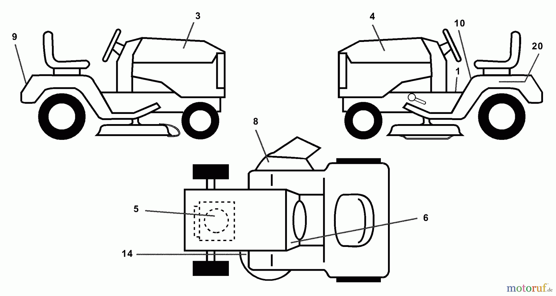 Husqvarna Rasen und Garten Traktoren LTH 120 (954140106A) - Husqvarna Lawn Tractor (1999-10 & After) Decals