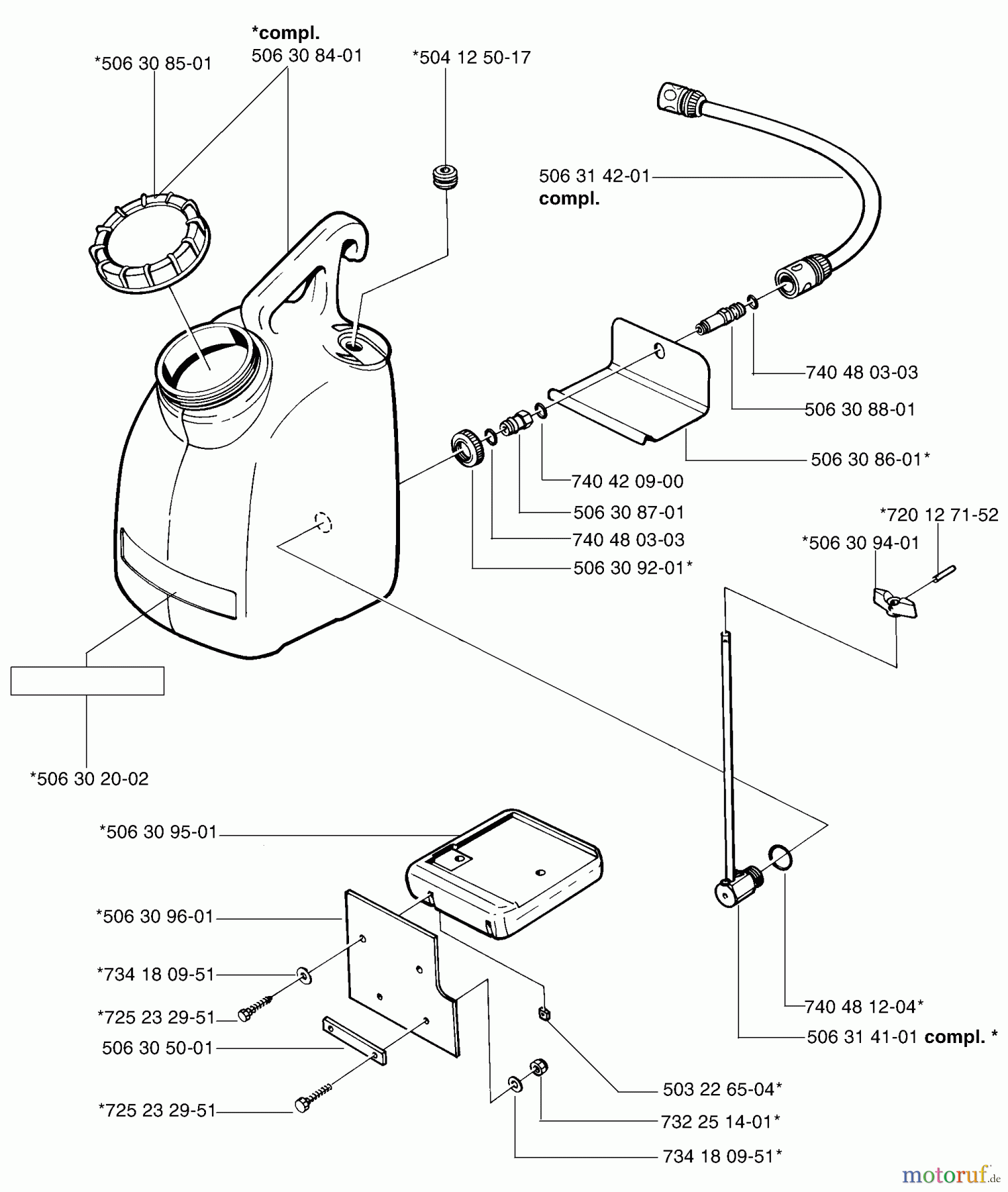 Husqvarna Zubehör, Sägen KV 03 - Husqvarna Trolley Cart for 371 K / 3210 K (1999-09 to 2000-02) Fuel Tank