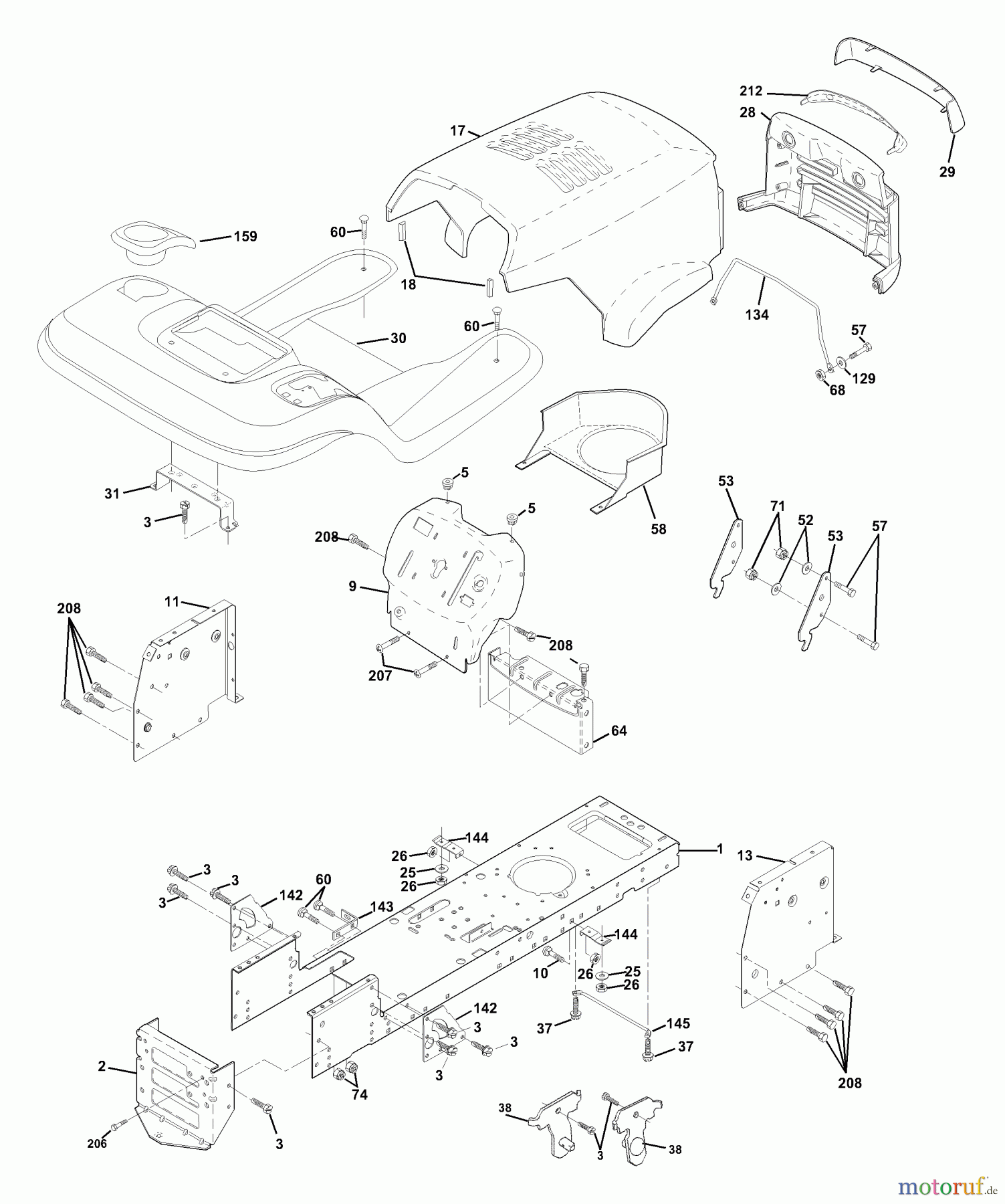 Husqvarna Rasen und Garten Traktoren LTH 120 (954140106B) - Husqvarna Lawn Tractor (2000-01 & After) Chassis And Enclosures