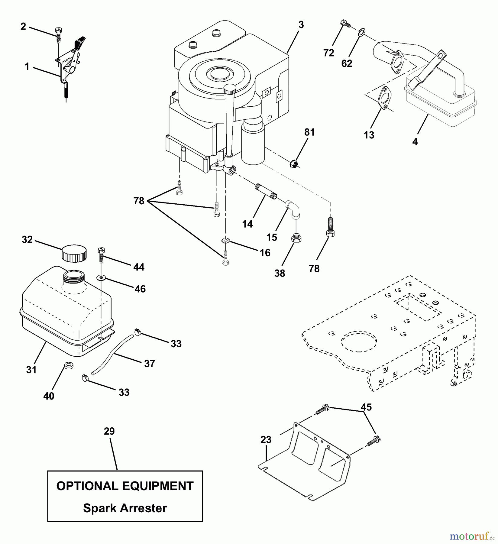 Husqvarna Rasen und Garten Traktoren LTH 120 (954140106B) - Husqvarna Lawn Tractor (2000-01 & After) Engine