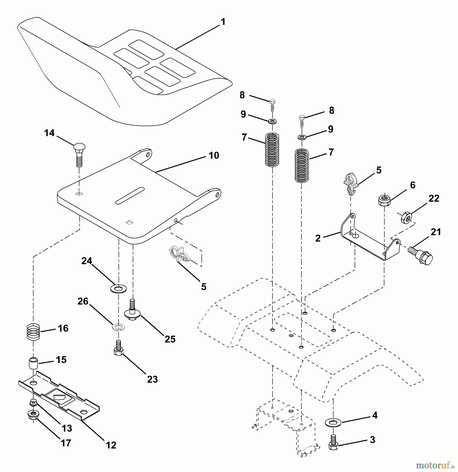 Husqvarna Rasen und Garten Traktoren LTH 120 (954140106B) - Husqvarna Lawn Tractor (2000-01 & After) Seat Assembly